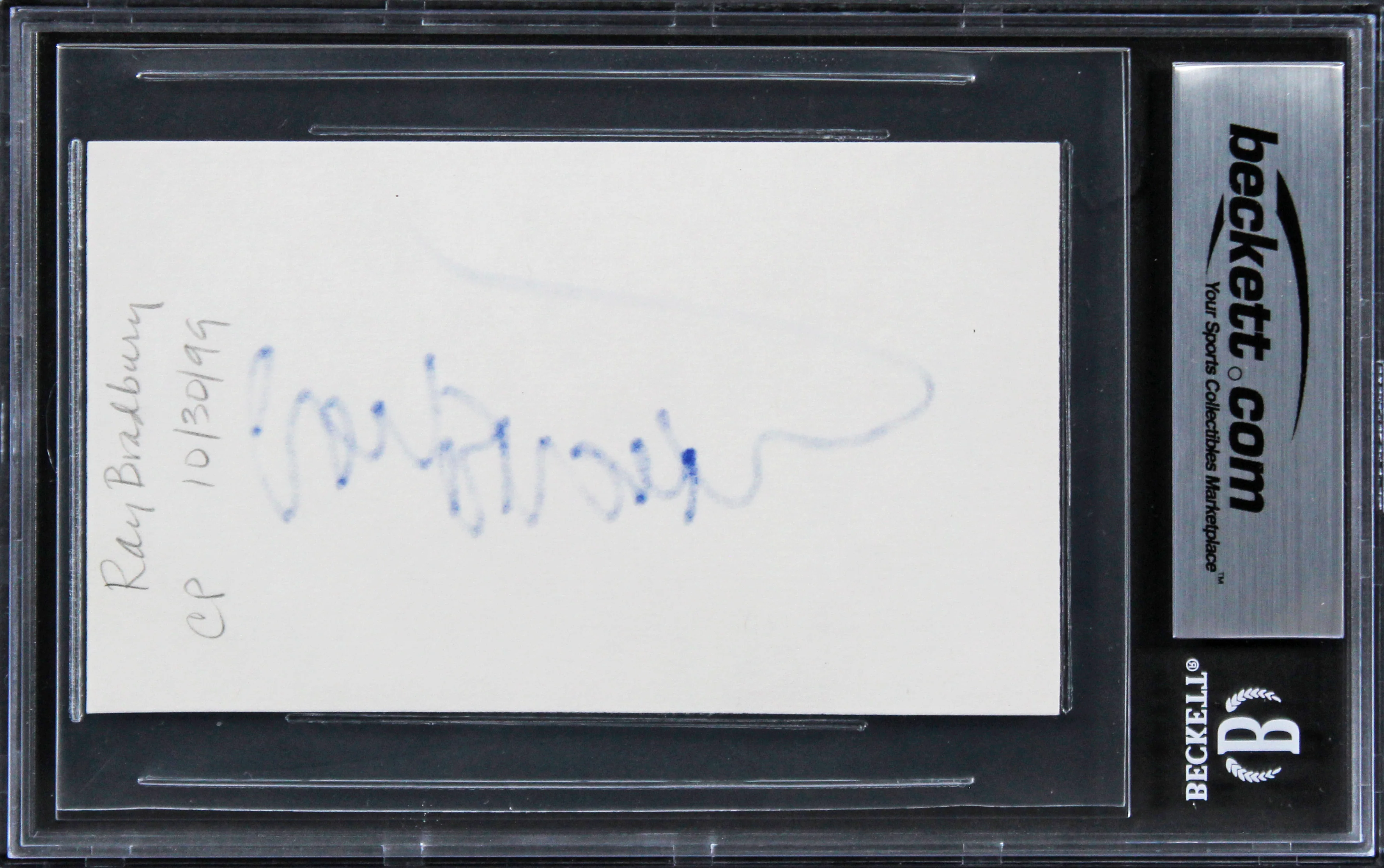 Ray Bradbury Fahrenheit 451 Signed 3x5 Index Card Auto Graded 10! BAS Slabbed - Image 3