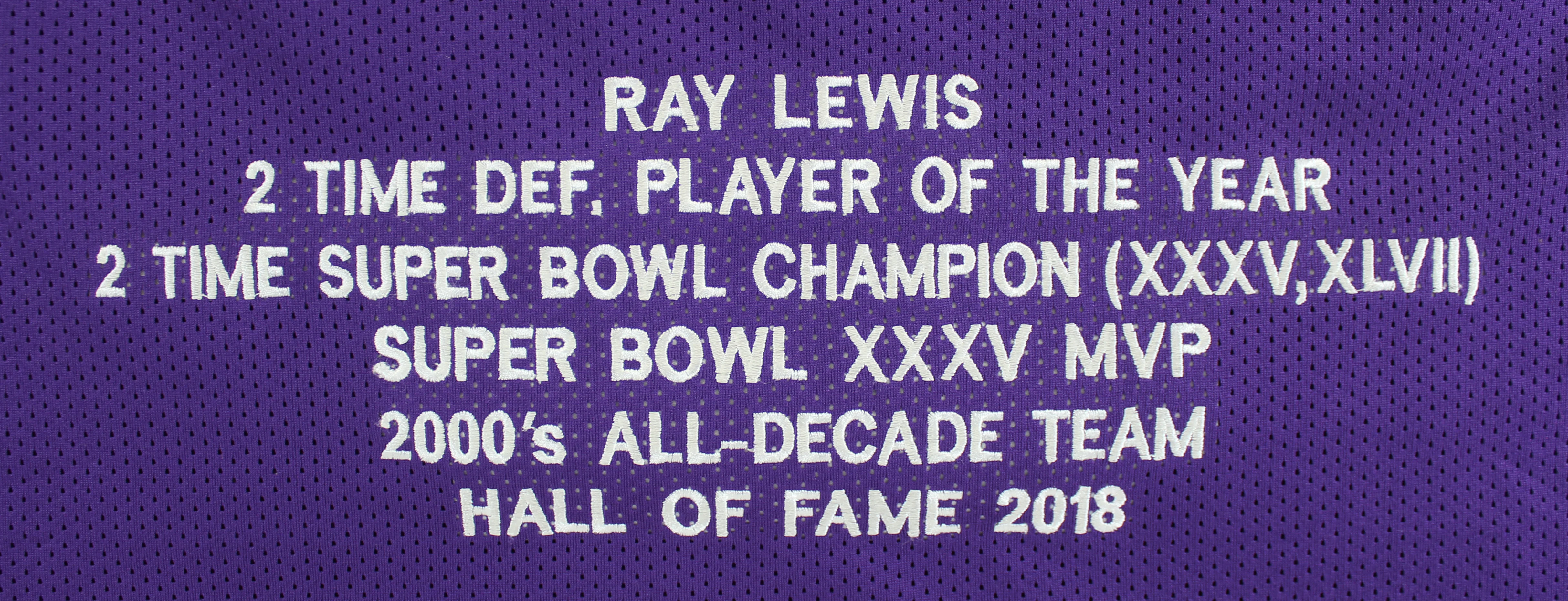 Ray Lewis Authentic Signed Purple Pro Style Stat Jersey BAS Witnessed - Image 4