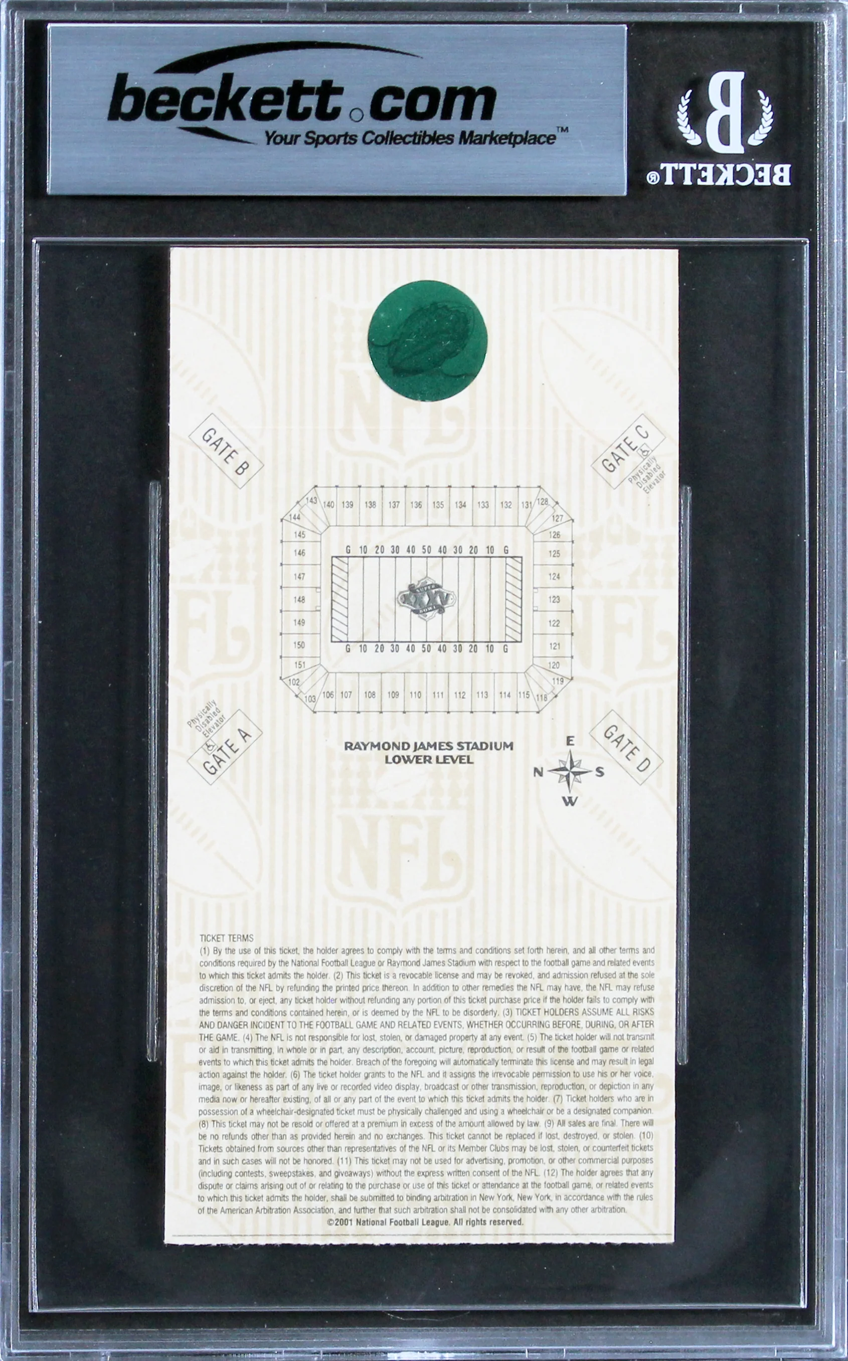 Ray Lewis "SB MVP XXXV" Signed SB XXXV Ticket Stub Ticket 8 Auto 10! BAS Slabbed - Image 3