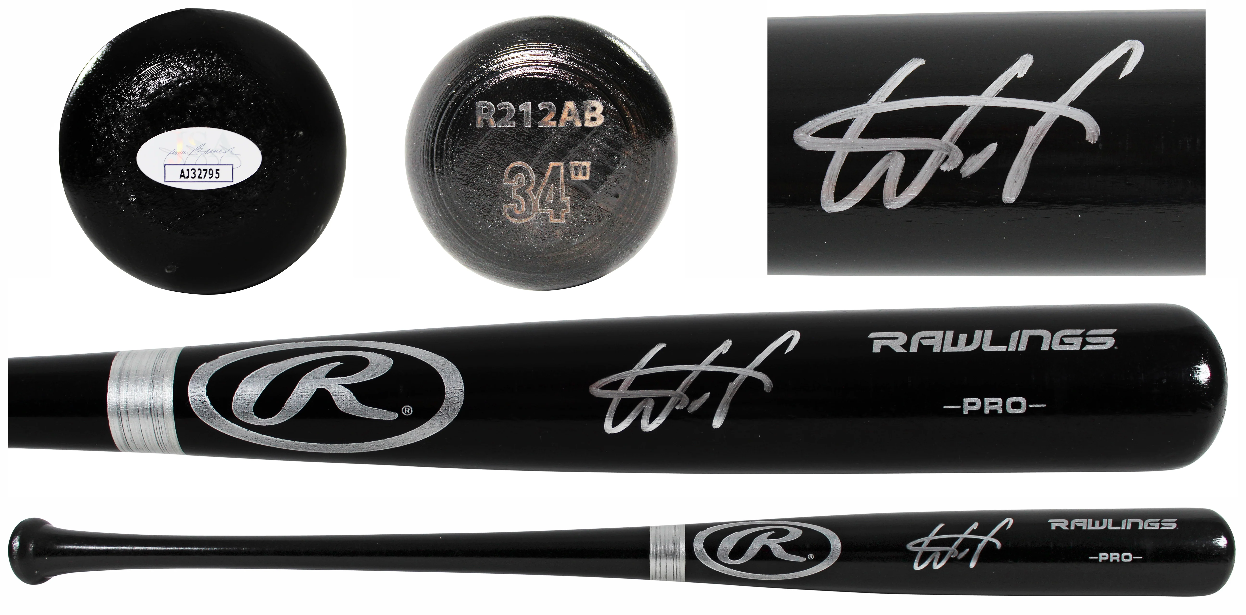 Rays Wander Franco Authentic Signed Black Rawlings Big Stick Baseball Bat JSA - Image 2