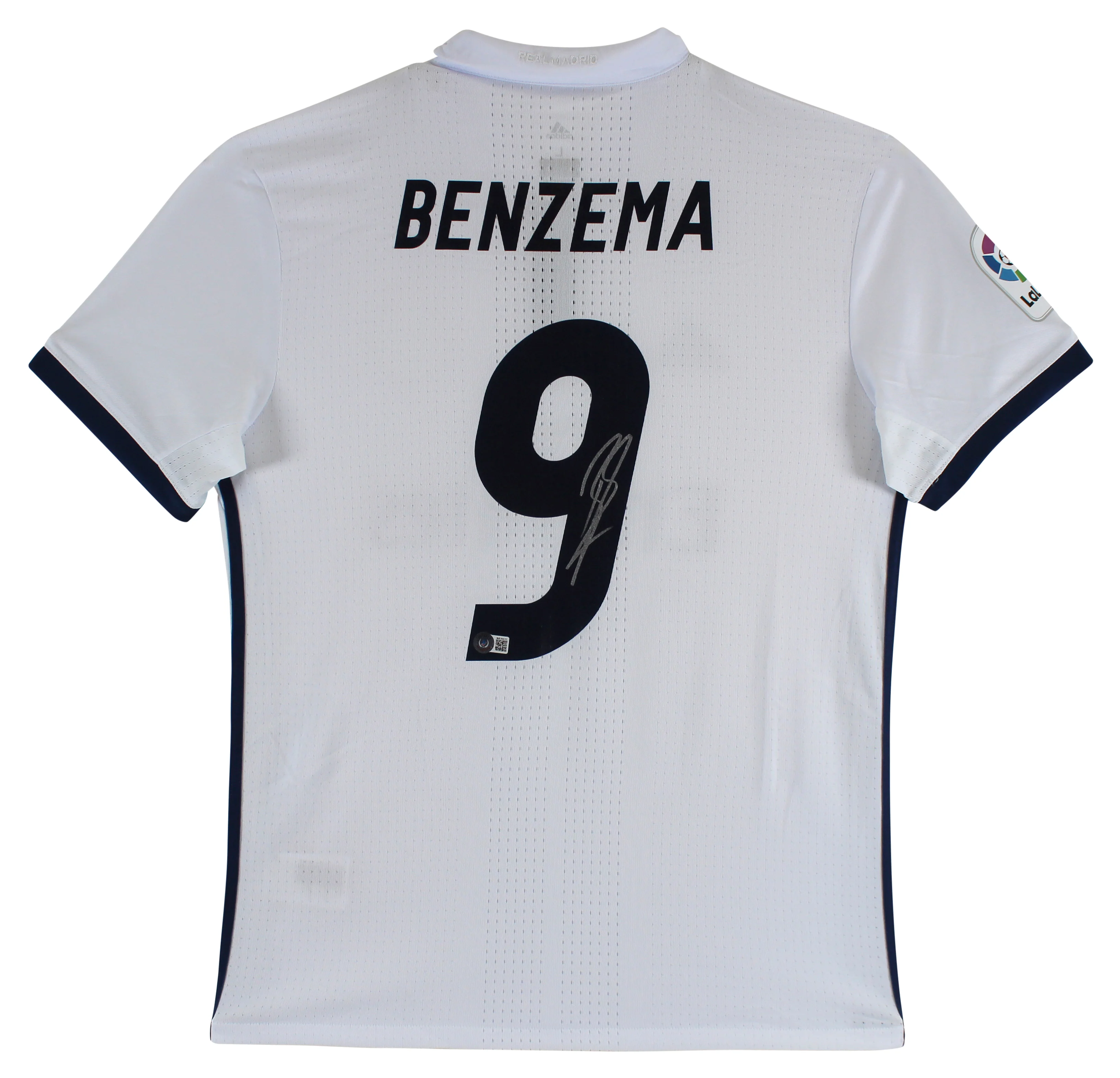Real Madrid Karim Benzema Authentic Signed White Adidas Jersey Autographed BAS - Image 2