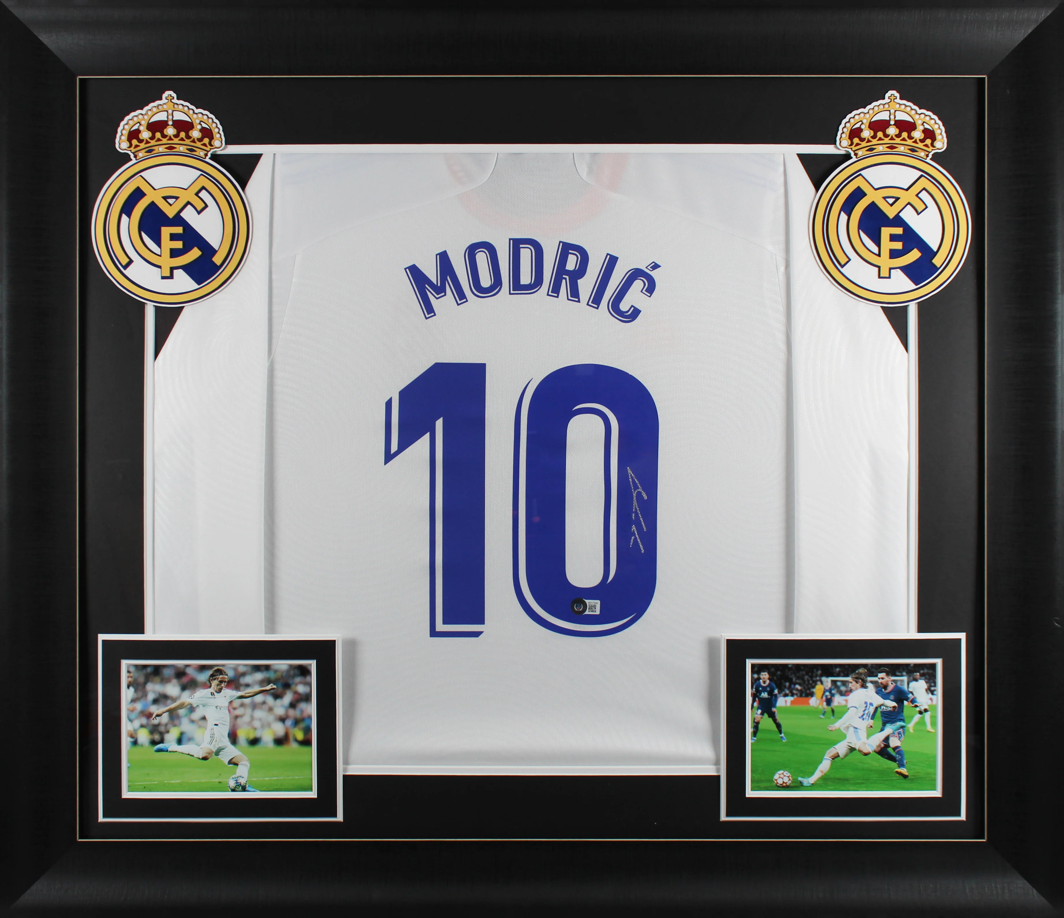 Real Madrid Luka Modric Authentic Signed White Adidas Framed Jersey BAS - Image 2