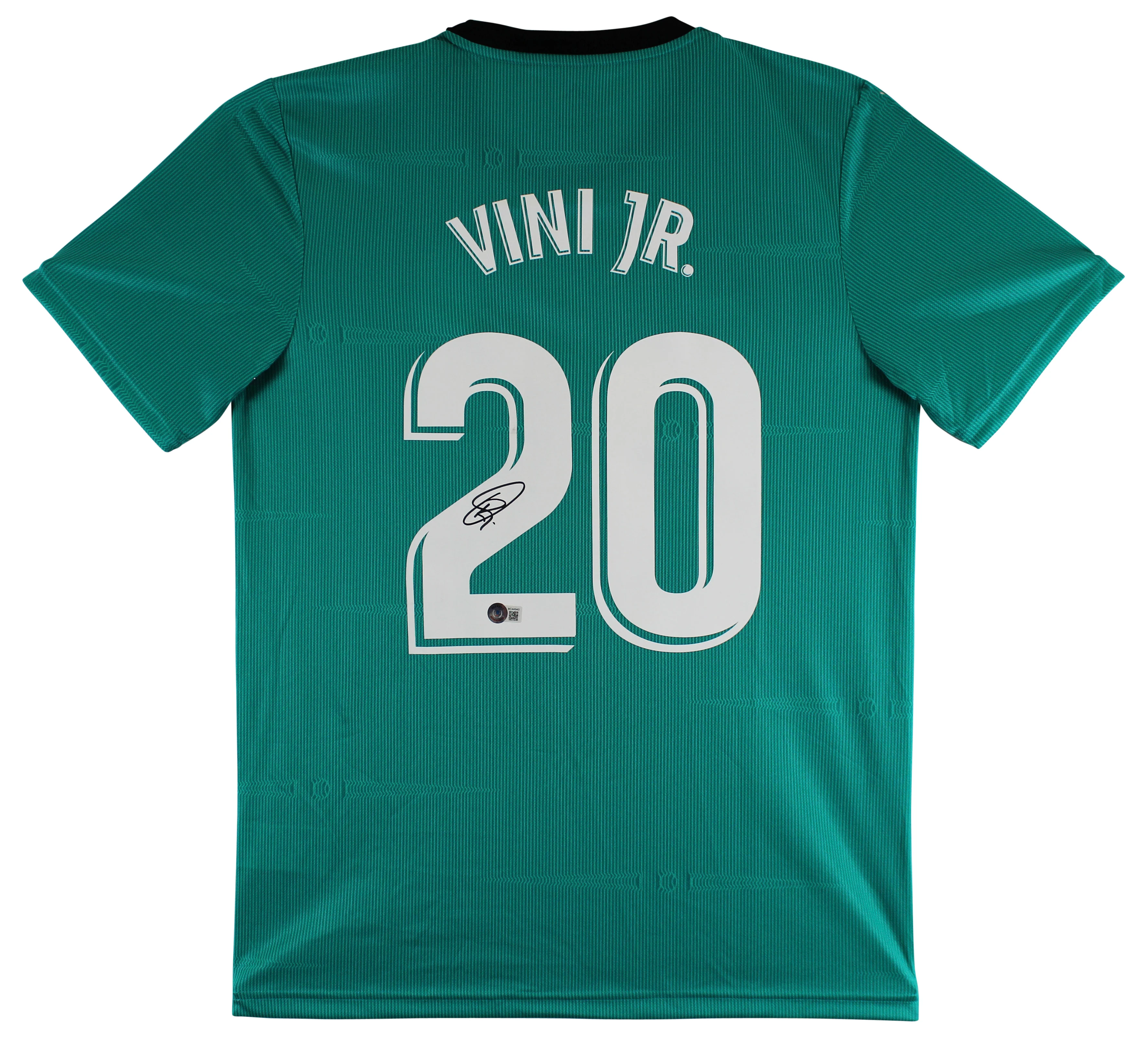 Real Madrid Vincius Vin Jr. Authentic Signed Teal Adidas Jersey Autographed BAS