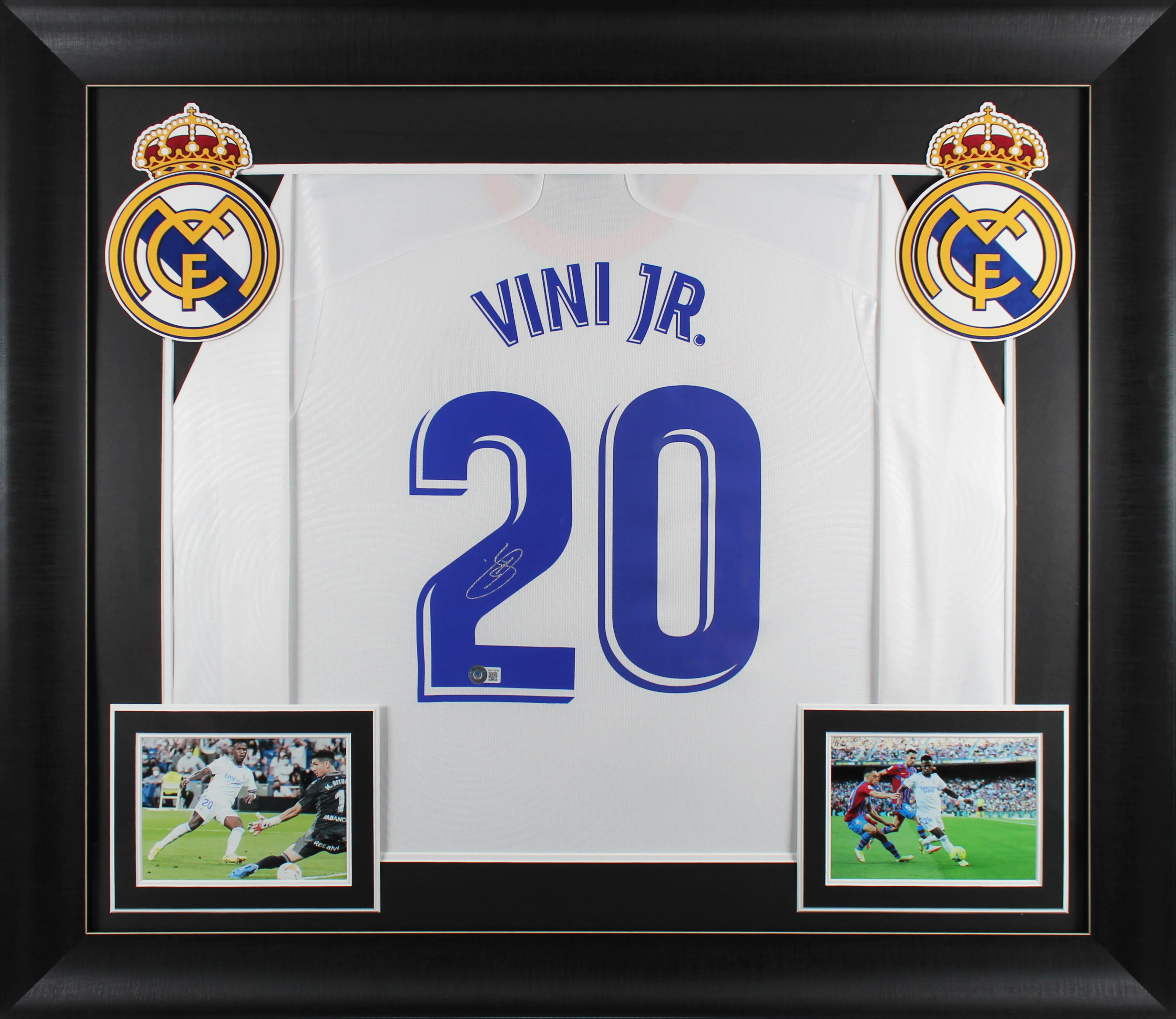 Real Madrid Vincius Vin Jr. Authentic Signed White Adidas Framed Jersey BAS - Image 2