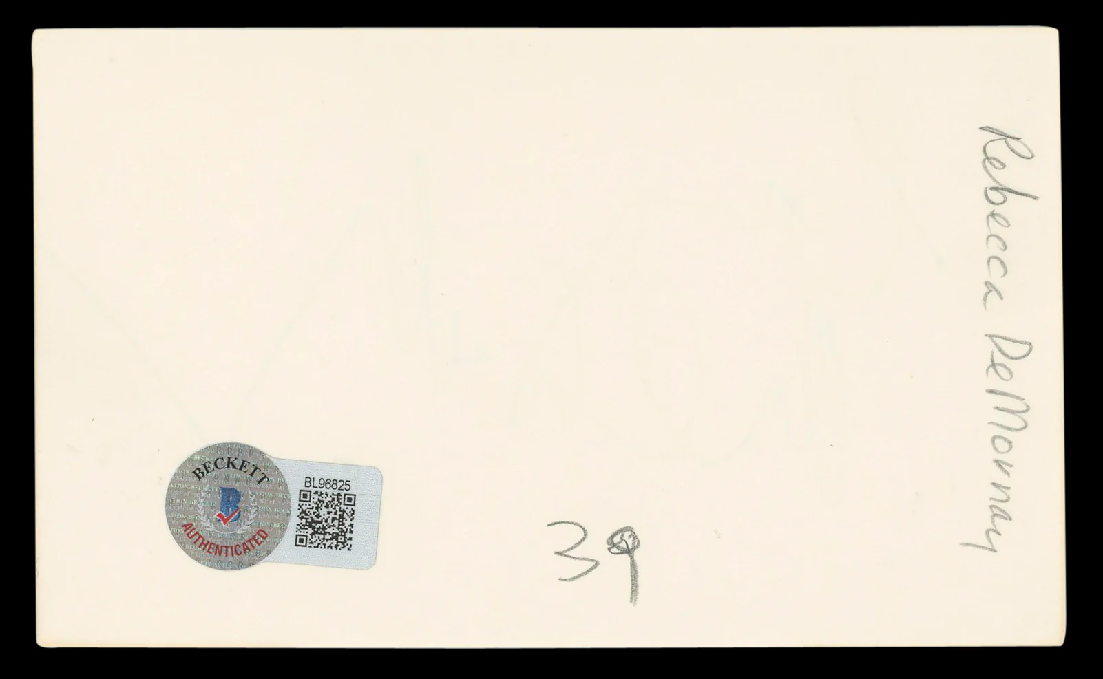 Rebecca De Mornay Risky Business Authentic Signed 3x5 Index Card BAS #BL96825 - Image 3