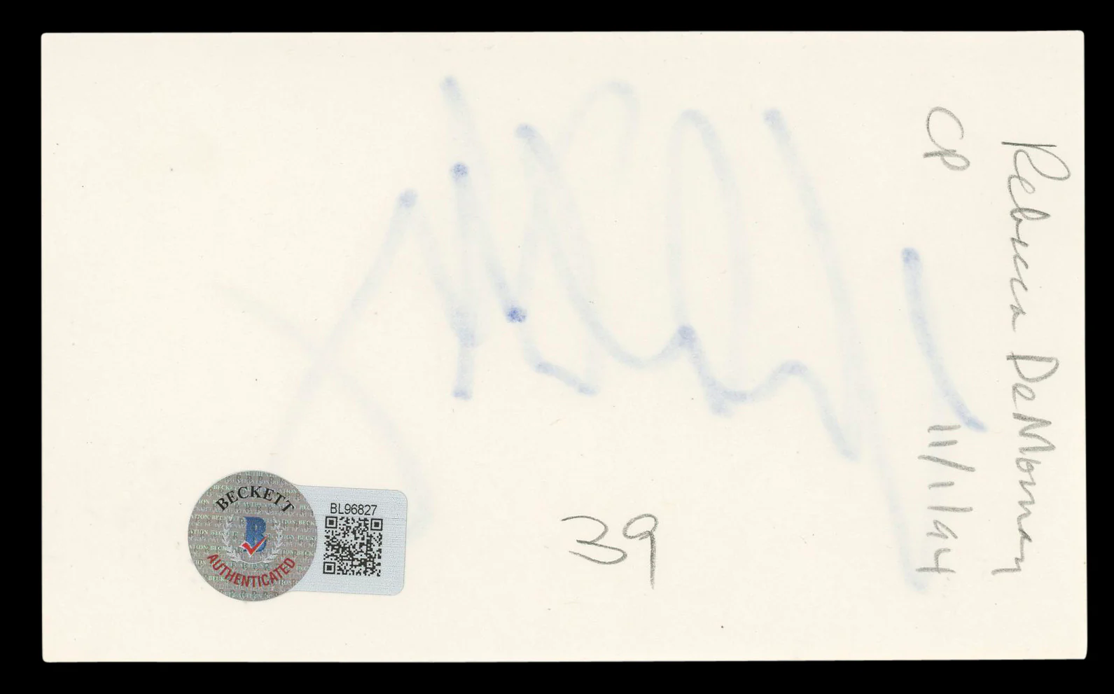 Rebecca De Mornay Risky Business Authentic Signed 3x5 Index Card BAS #BL96827 - Image 3