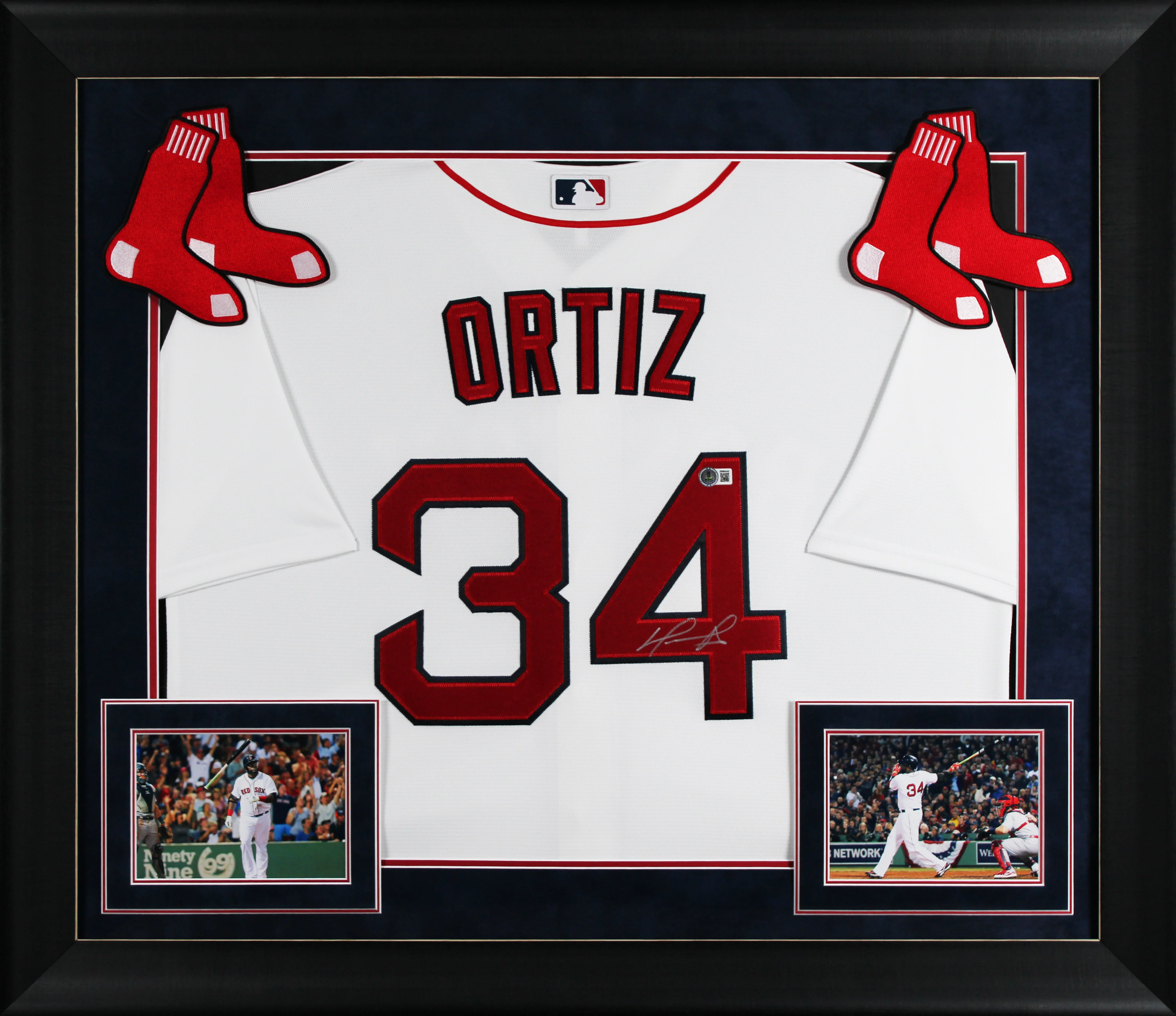 Red Sox David Ortiz Authentic Signed White Nike Framed Jersey BAS Witnessed - Image 2