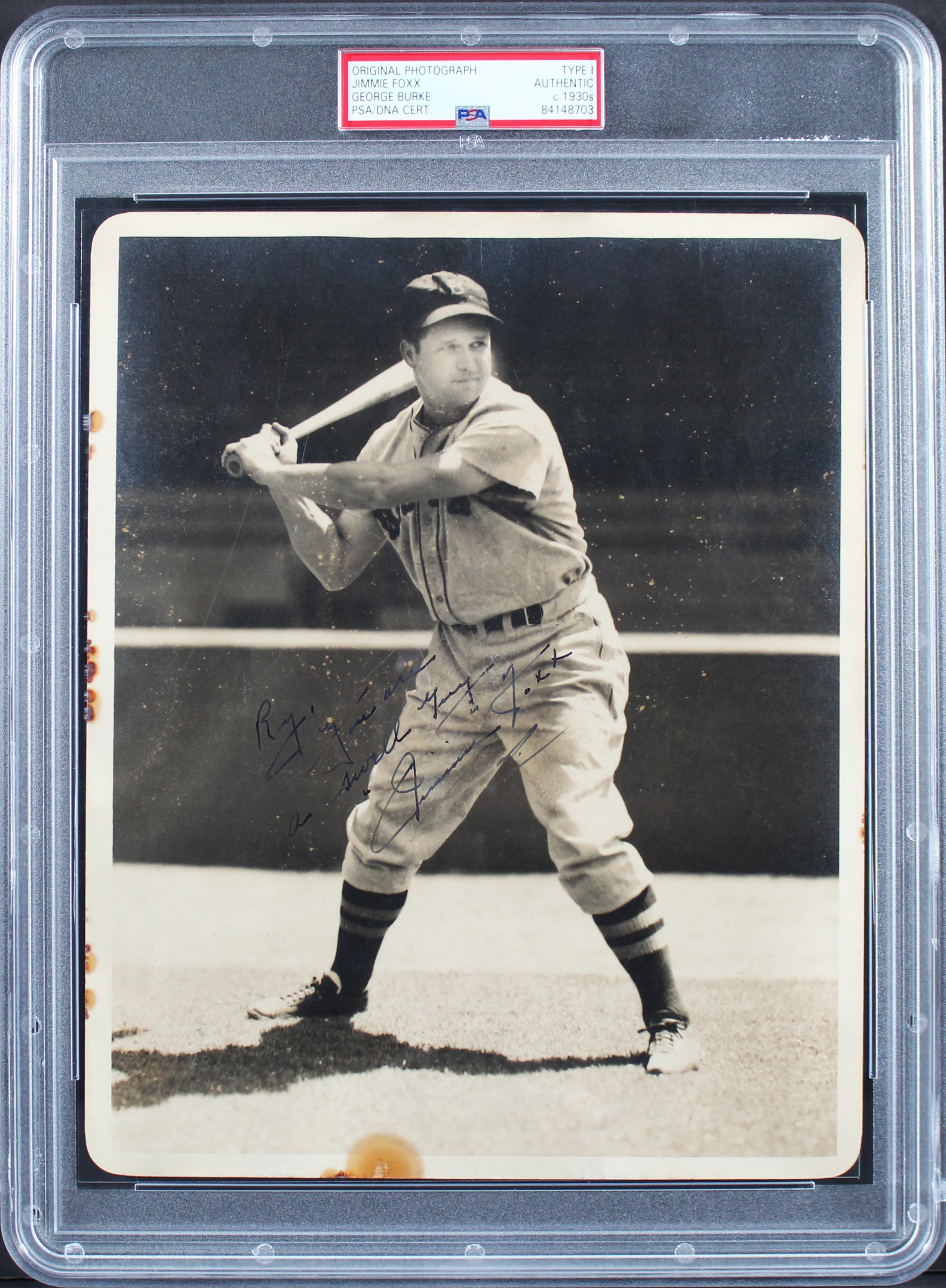 Red Sox Jimmie Foxx Authentic Signed 8x10 George Burke Type 1 Photo PSA Slabbed - Image 2