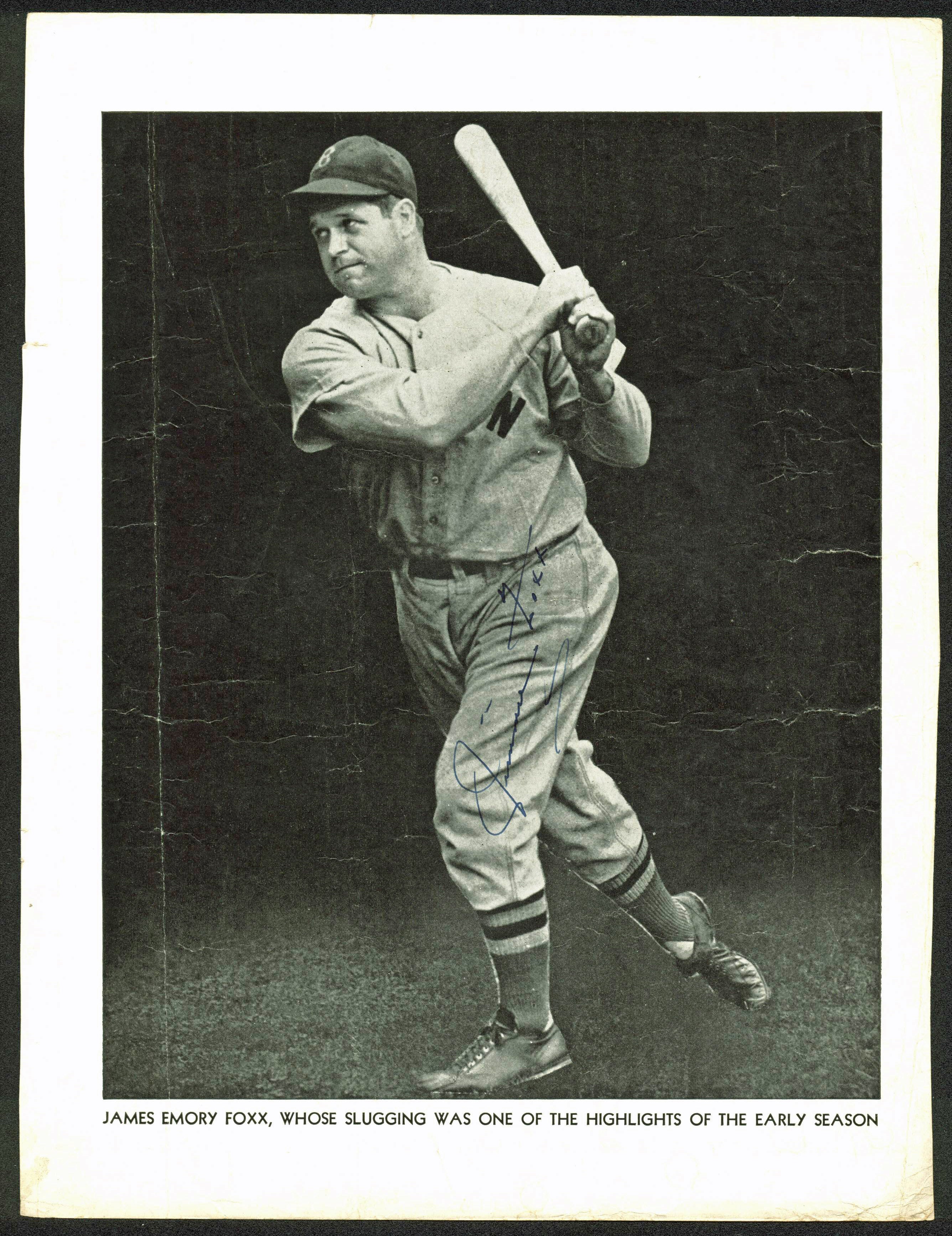 Red Sox Jimmie Foxx Signed B&W 8.5x11 Photo Auto Graded Mint 9! PSA #AC08252 - Image 2