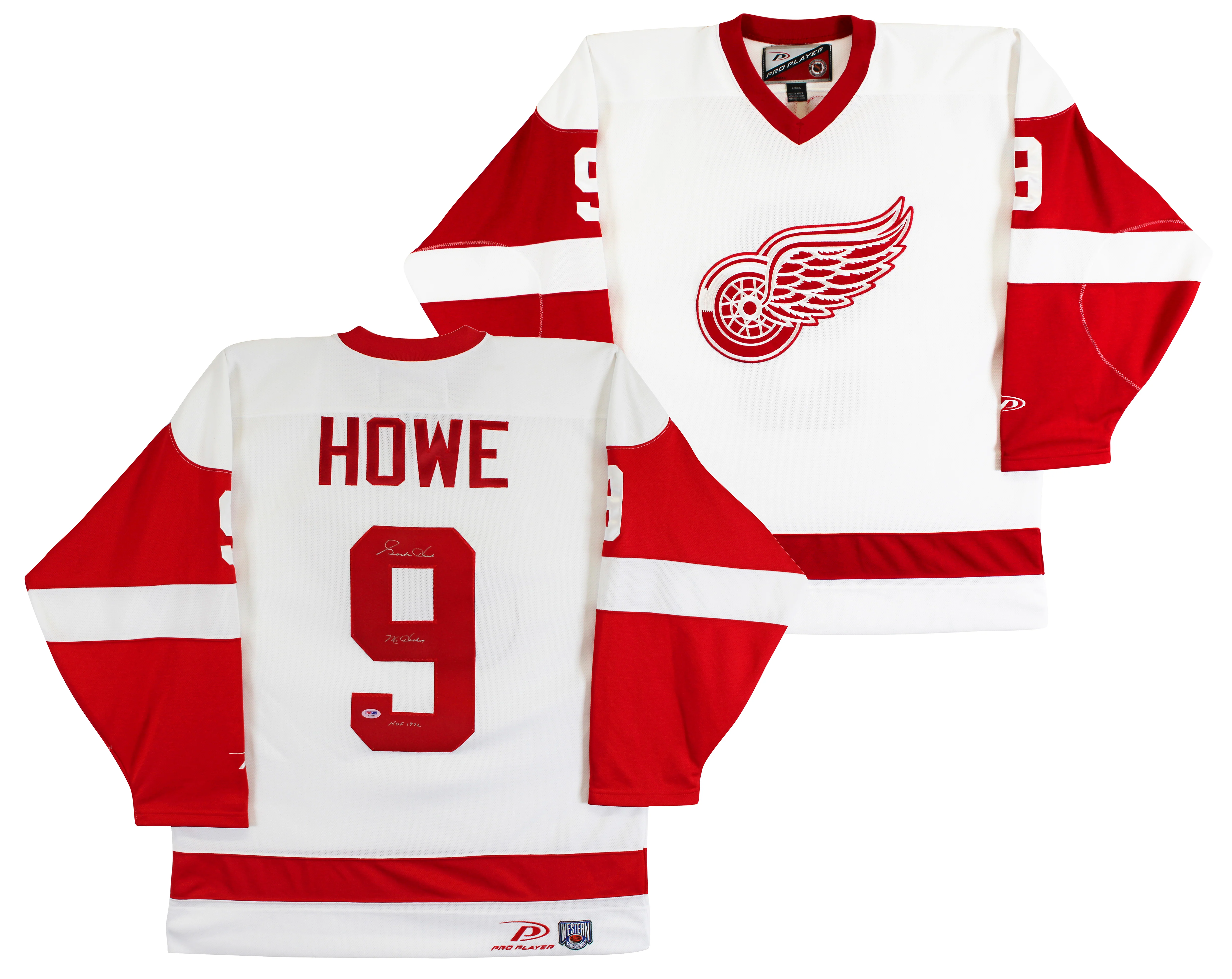 Red Wings Gordie Howe "2x Insc" Signed White Pro Player Jersey PSA/DNA #S32467 - Image 2
