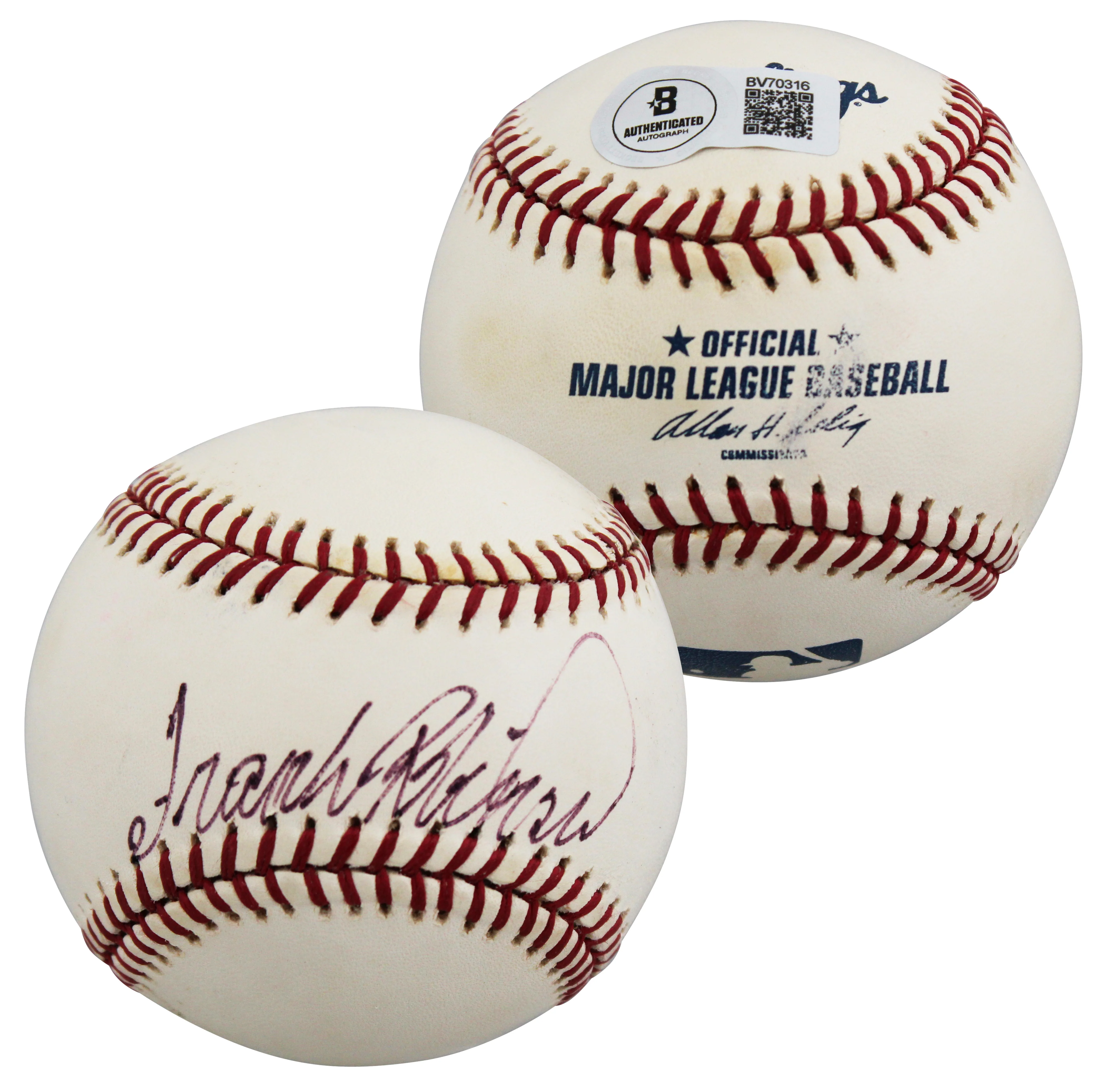 Reds Frank Robinson Authentic Signed Allen Selig OML Baseball BAS #BV70316 - Image 2
