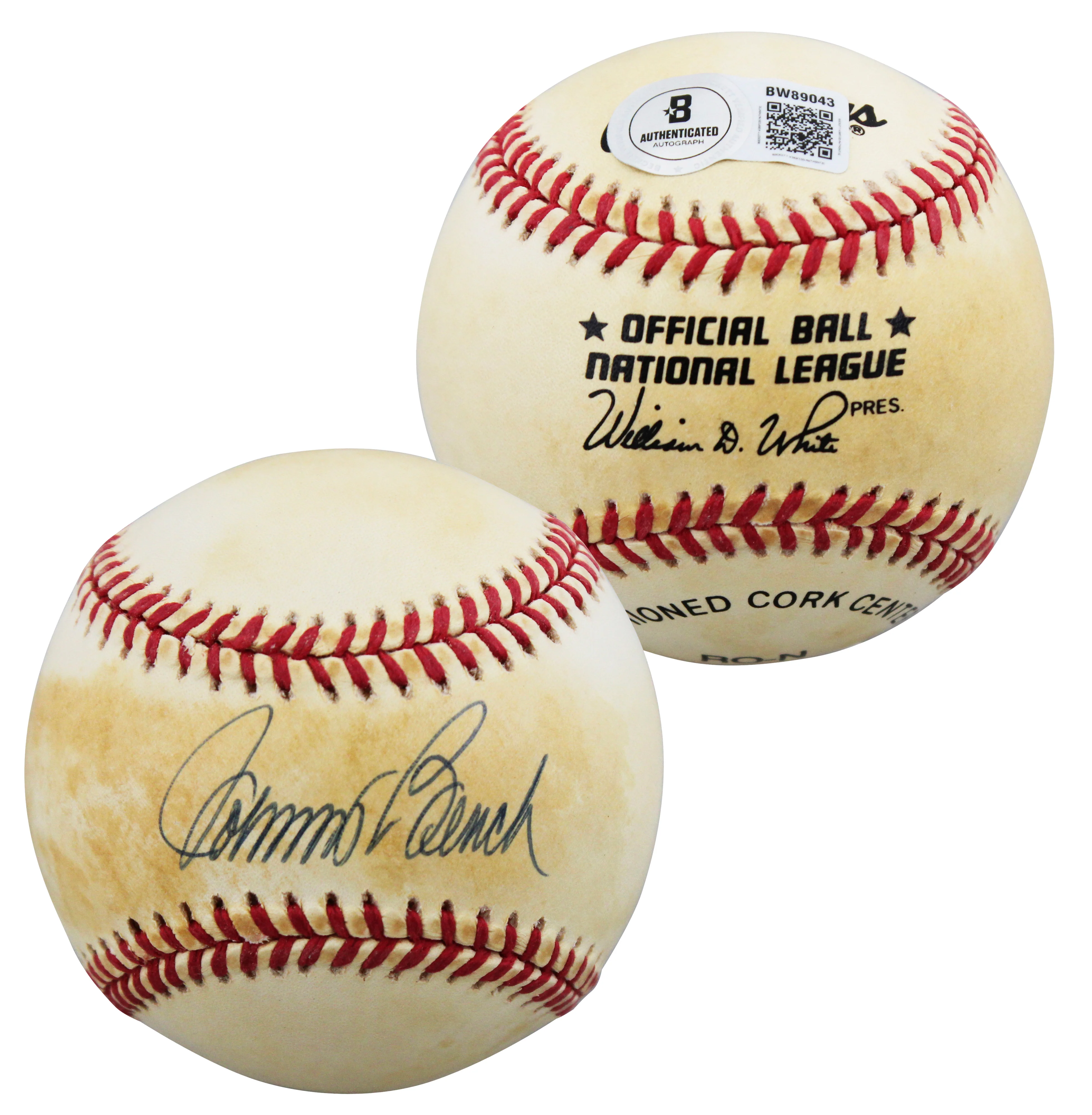 Reds Johnny Bench Authentic Signed William White ONL Baseball BAS #BW89043 - Image 2