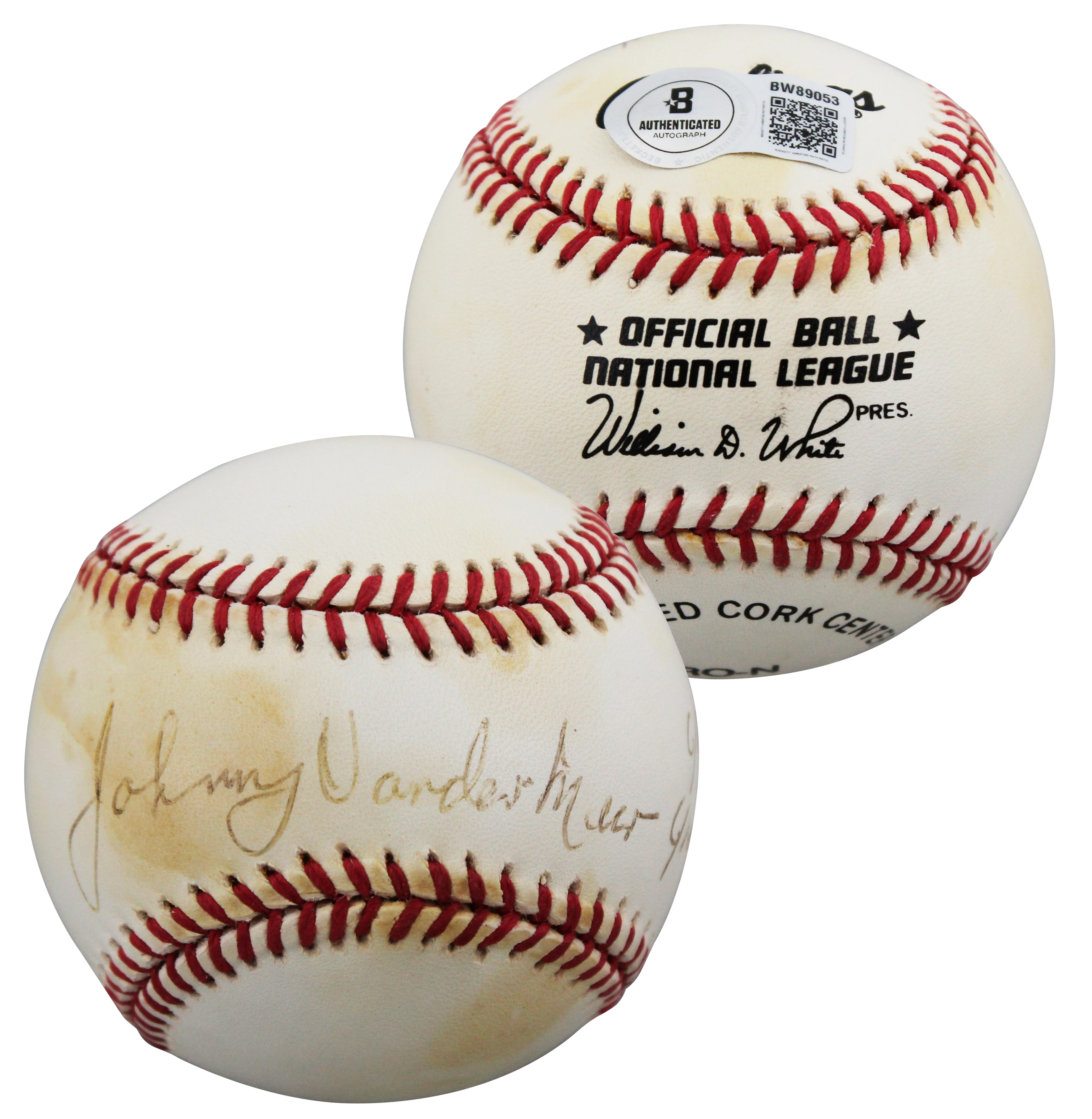 Reds Johnny Vander Meer Authentic Signed William White ONL Baseball BAS #BW89053 - Image 2