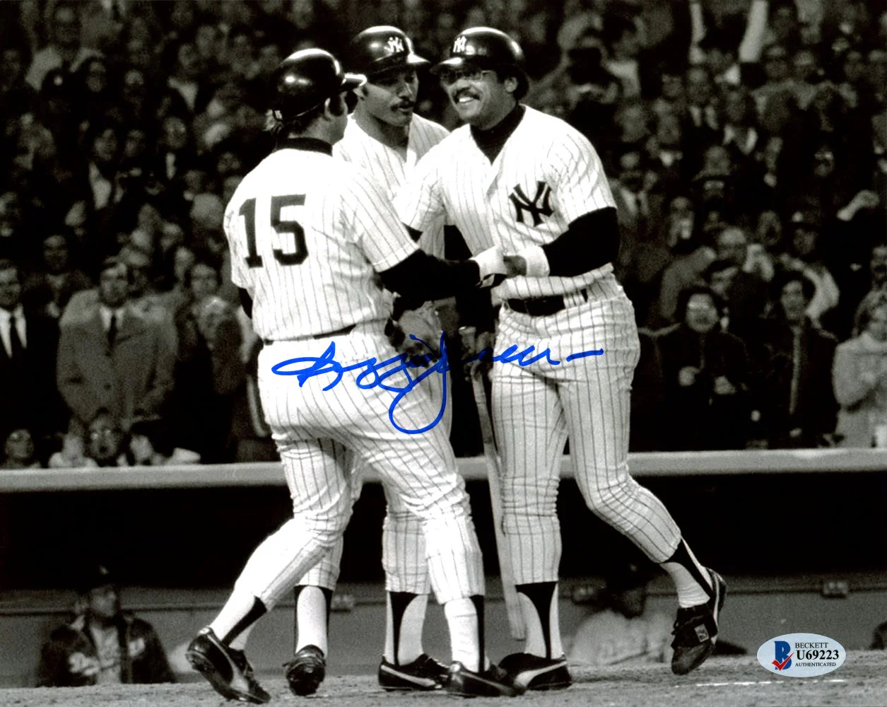 Reggie Jackson Signed New York Yankees B&W 8x10 Photo BAS