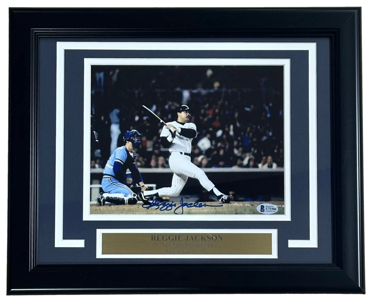 Reggie Jackson Signed Framed 8x10 New York Yankees 1981 ALDS Photo BAS
