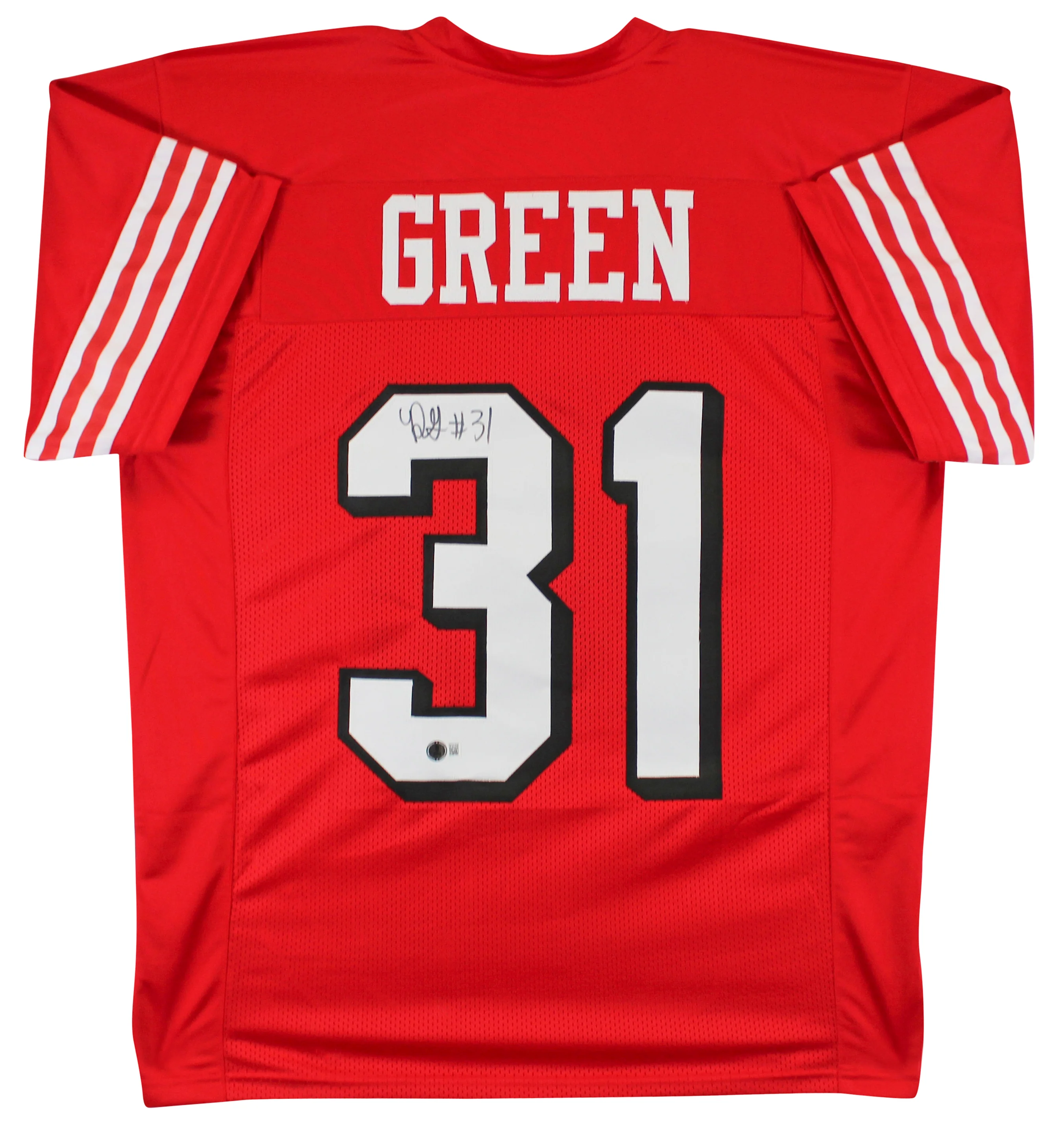Renardo Green Authentic Signed Red Pro Style Jersey w/ Dropshadow BAS Witnessed - Image 2