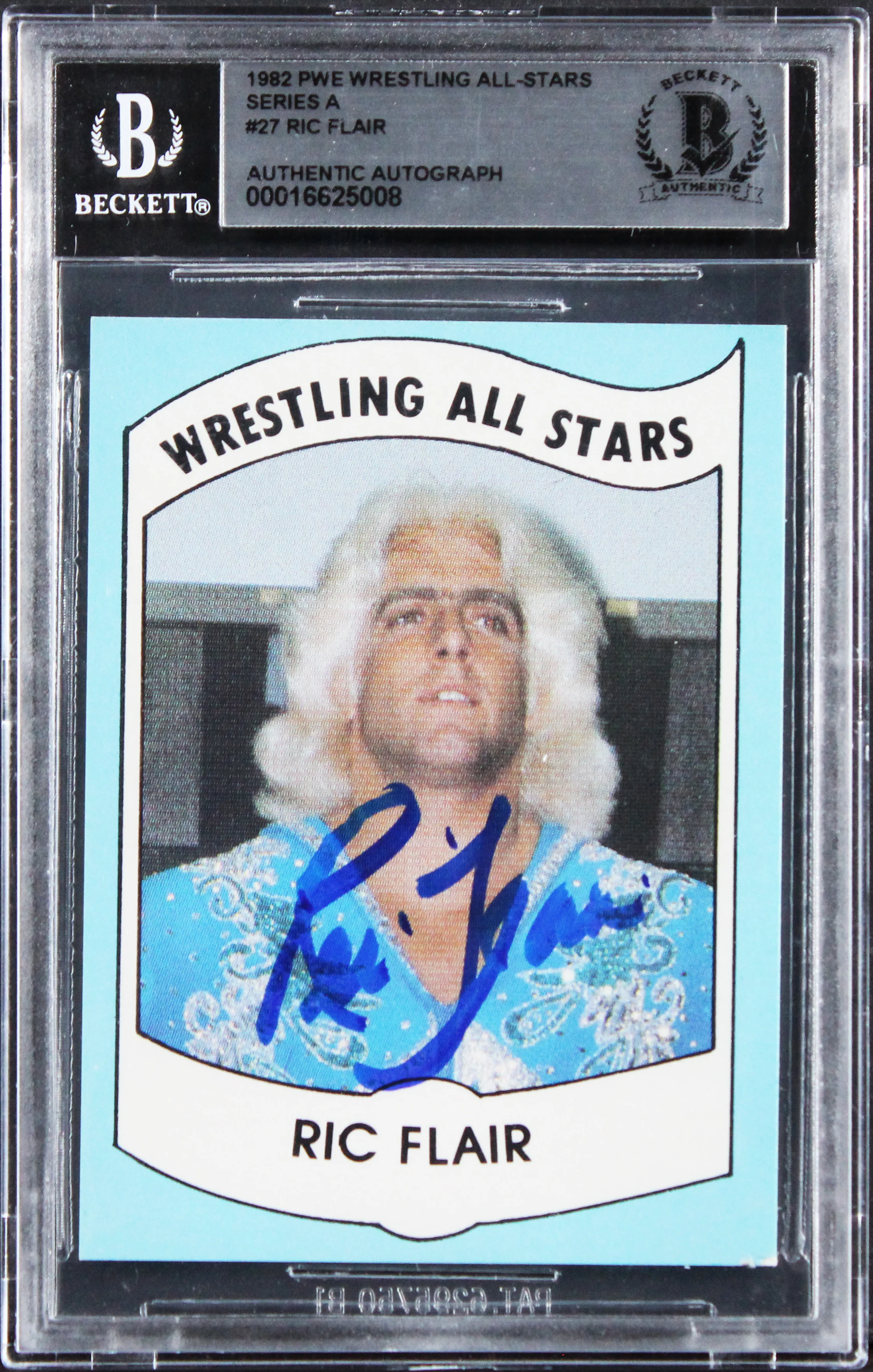 Ric Flair Signed 1982 PWE Wrestling All-Star Series A Rookie Card BAS Slabbed - Image 2