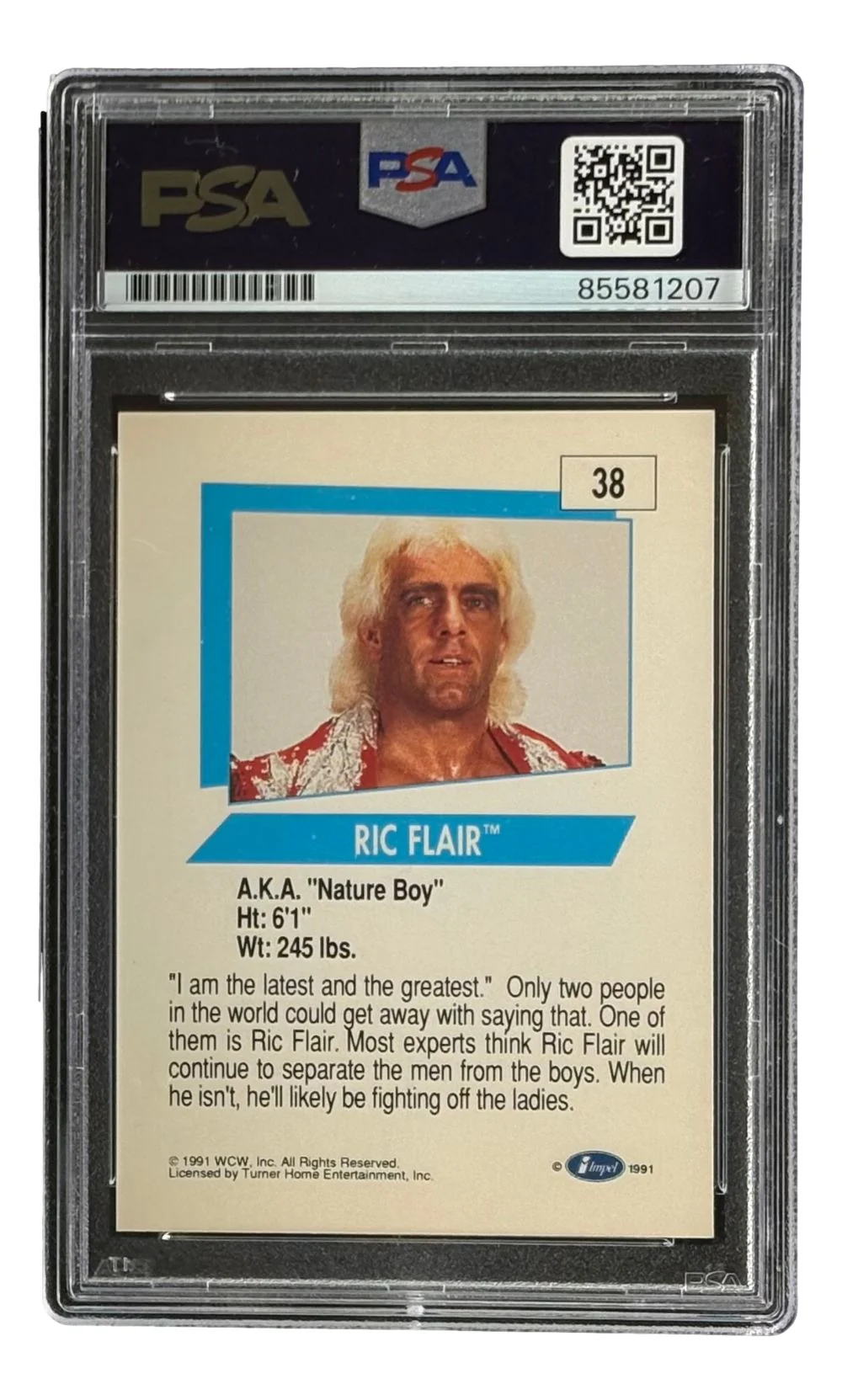 Ric Flair Signed 1991 WCW #38 Wrestling Trading Card 16x Inscribed PSA - Image 2