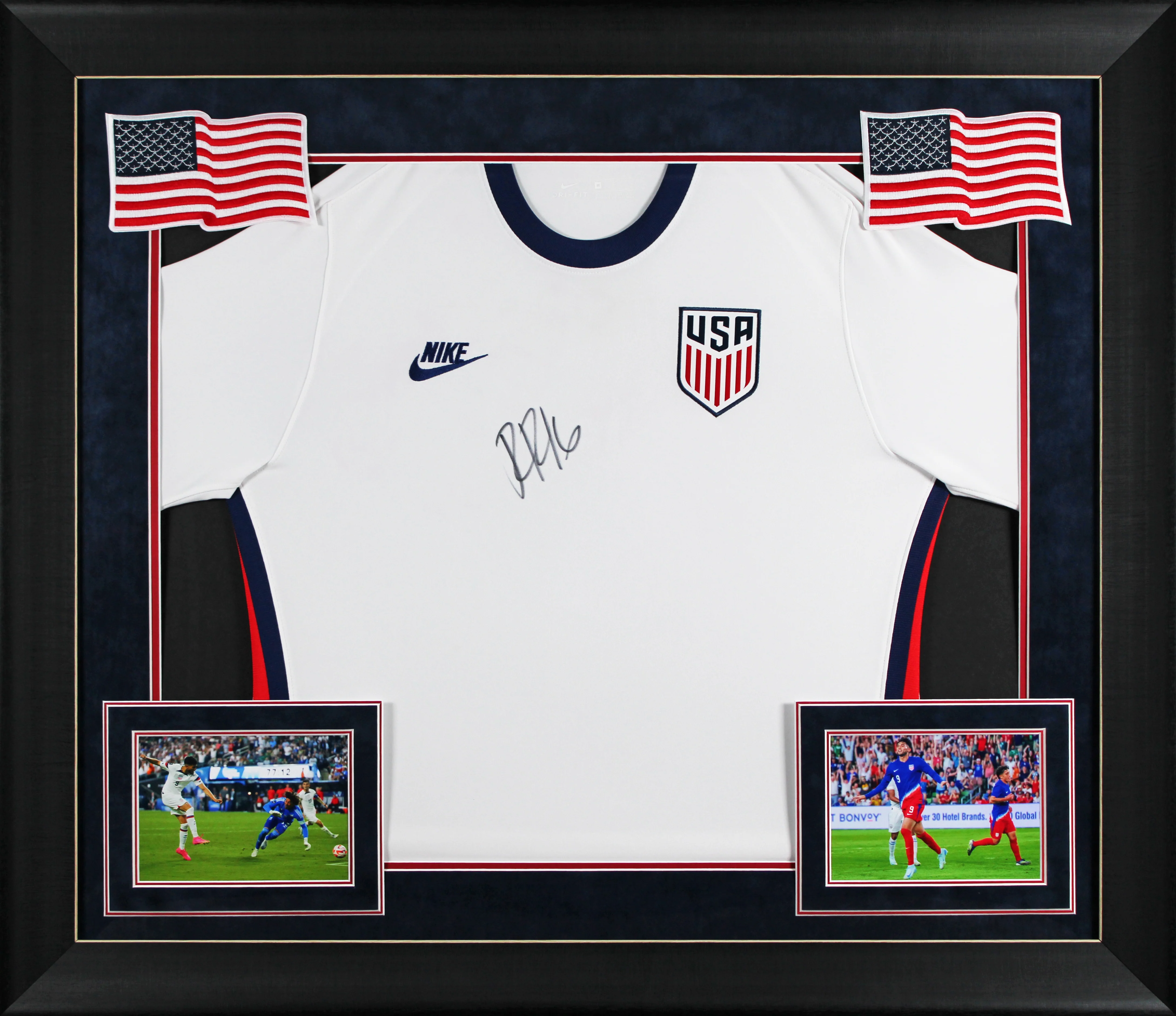 Ricardo Pepi Team USA Signed White Nike Framed Jersey BAS Witnessed #WS08485