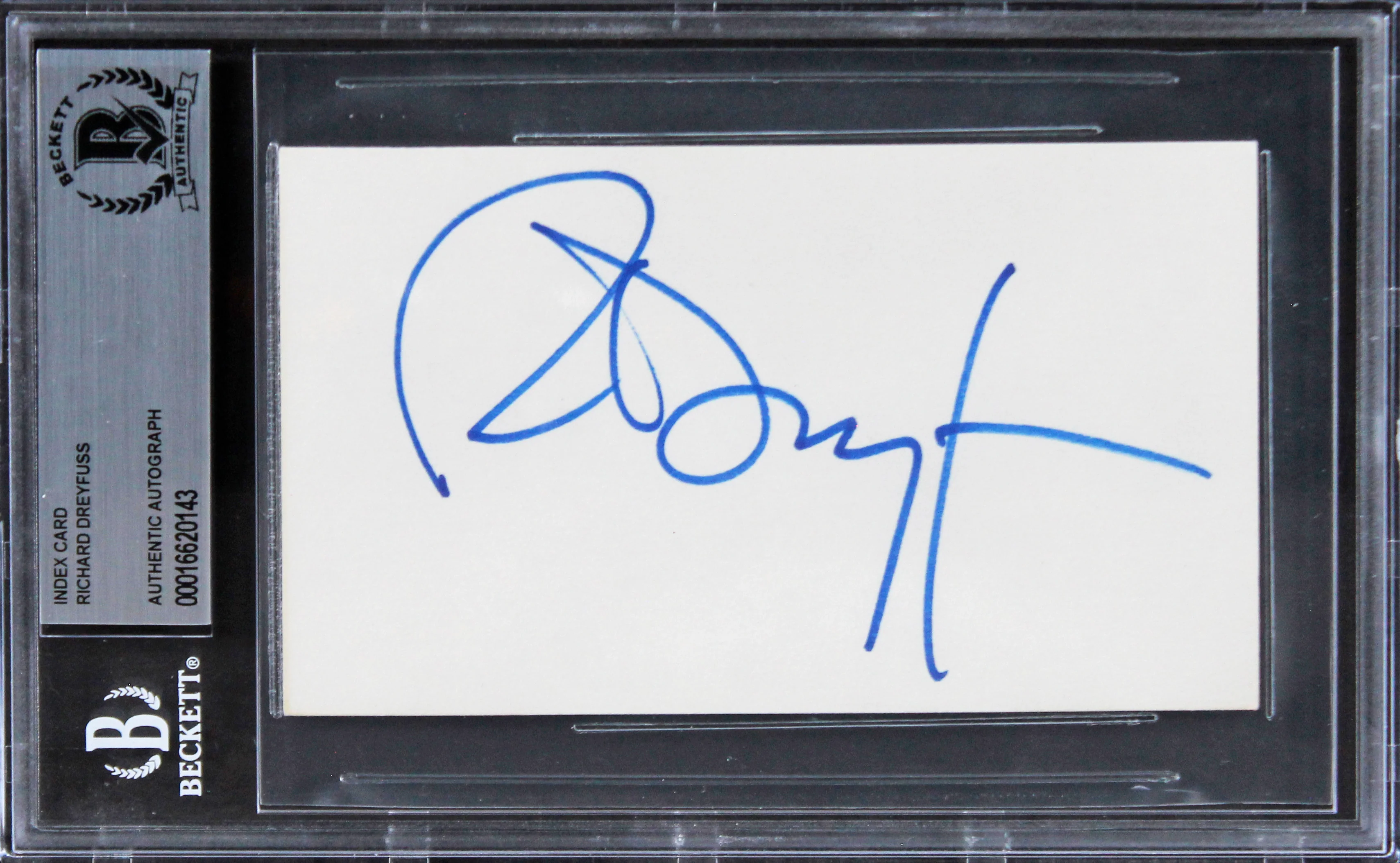 Richard Dreyfuss Jaws Authentic Signed 3x5 Index Card Autographed BAS Slabbed - Image 2