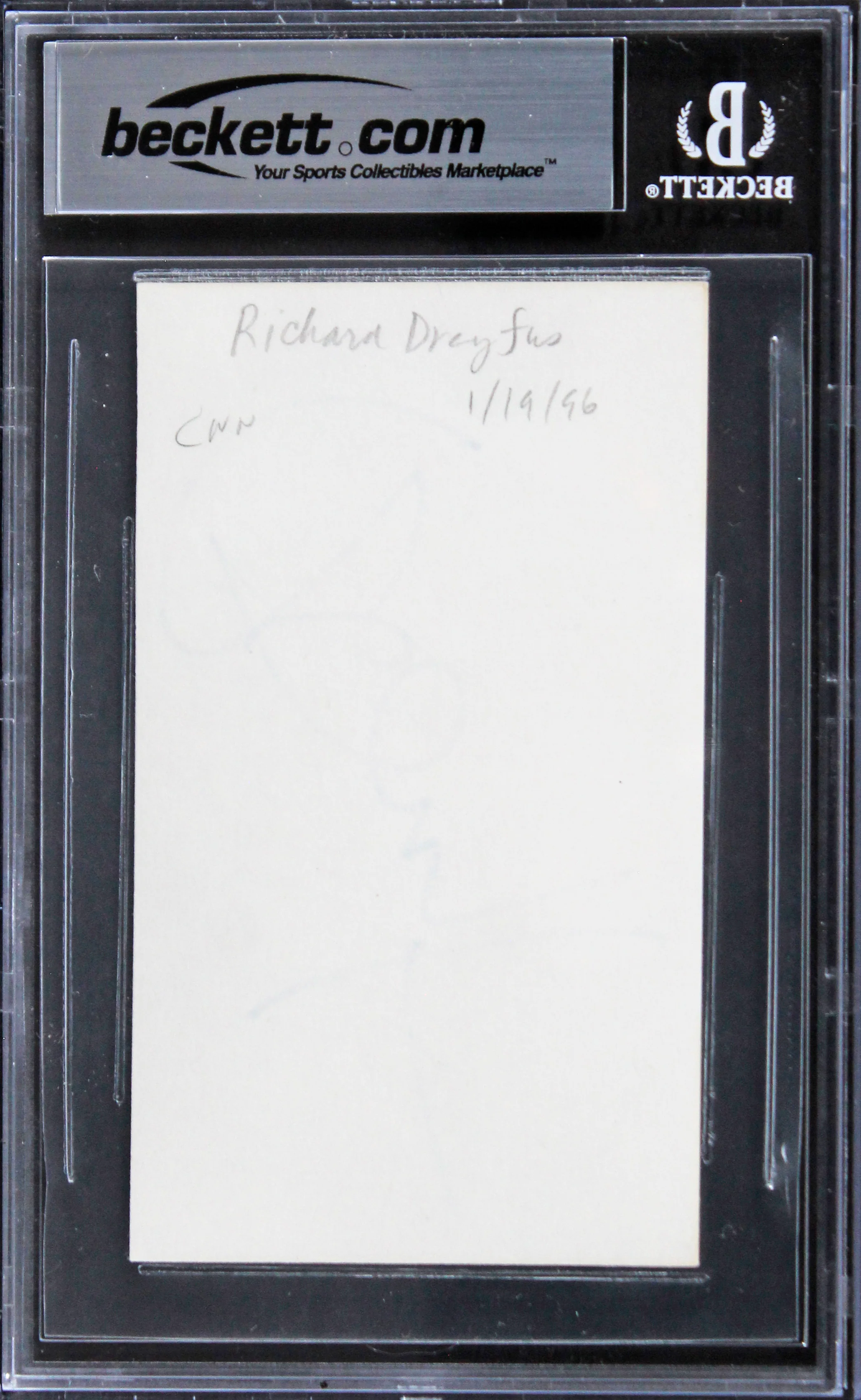 Richard Dreyfuss Jaws Authentic Signed 3x5 Index Card Autographed BAS Slabbed - Image 3