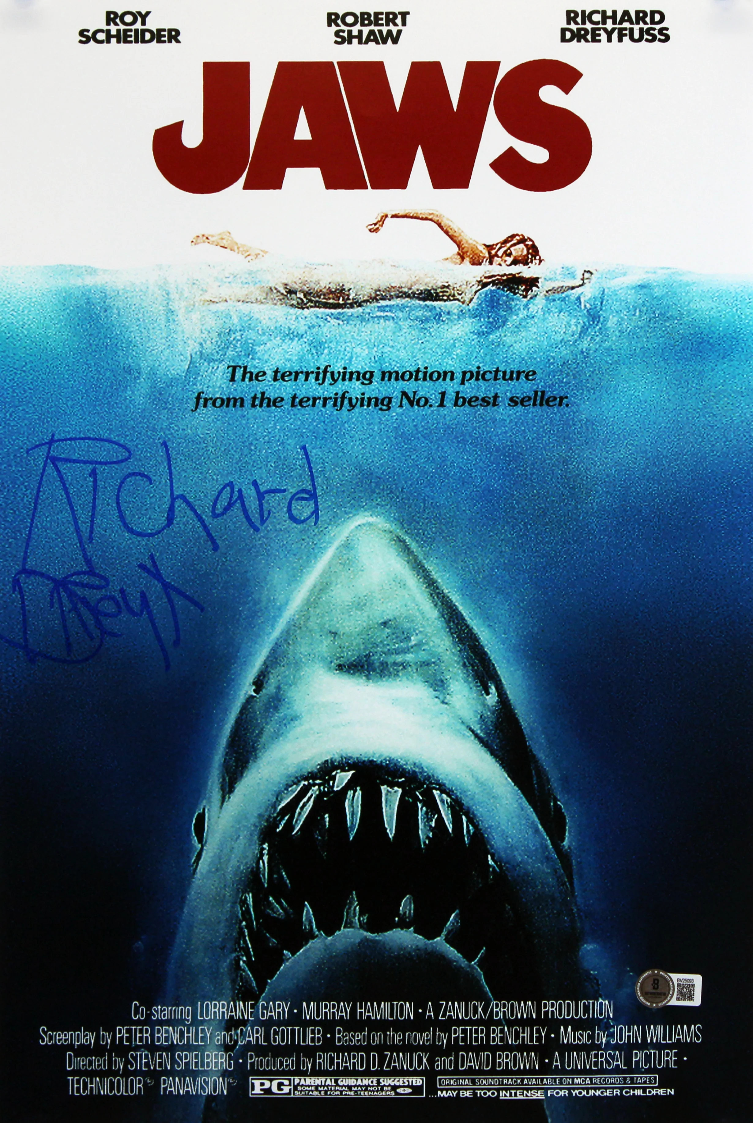 Richard Dreyfuss Jaws Signed 12x18 Mini Movie Poster Photo BAS #BV25093 - Image 2