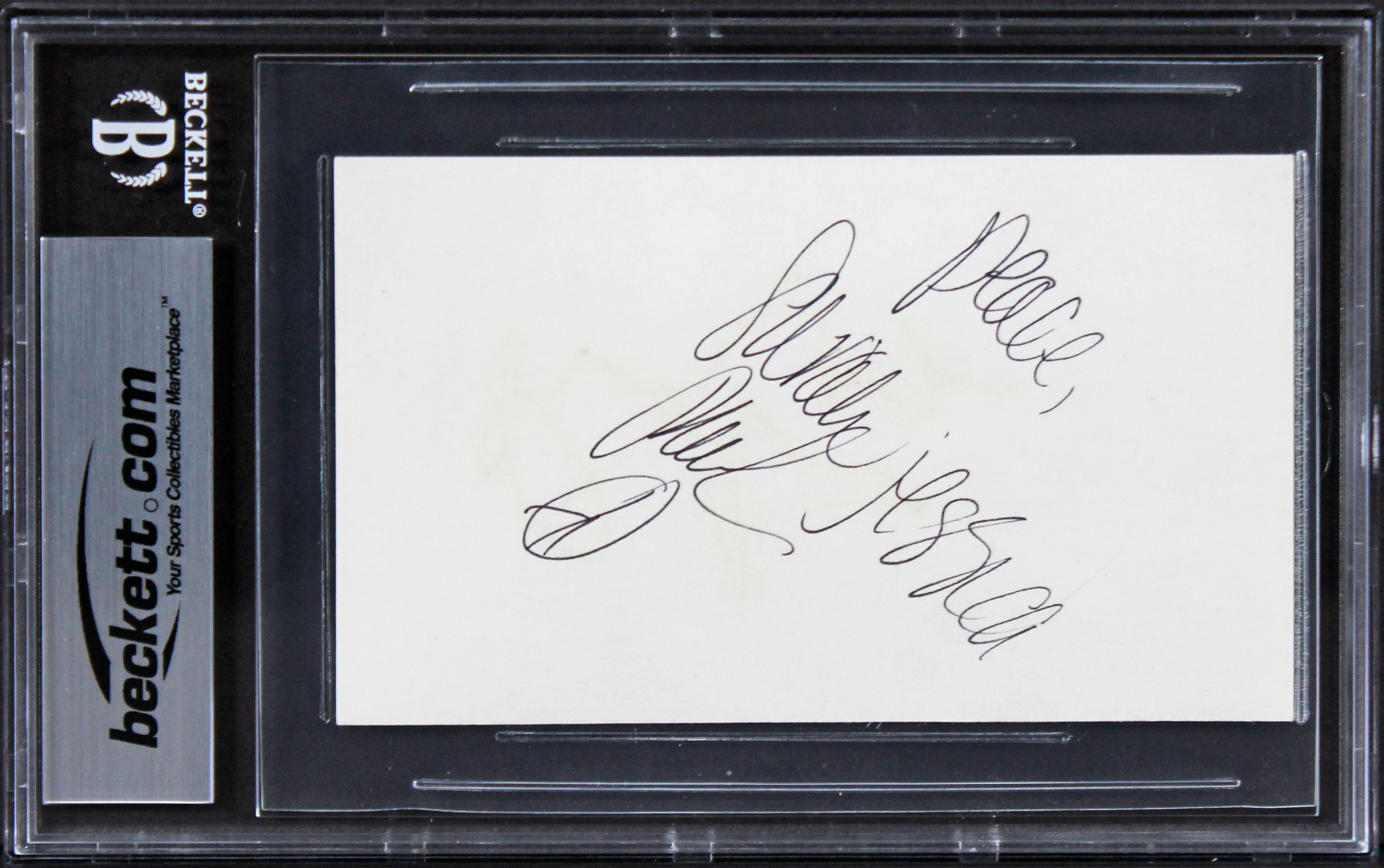 Richard Gere & Sarah Jessica Parker "Peace" Signed 3x5 Index Card BAS Slabbed - Image 3