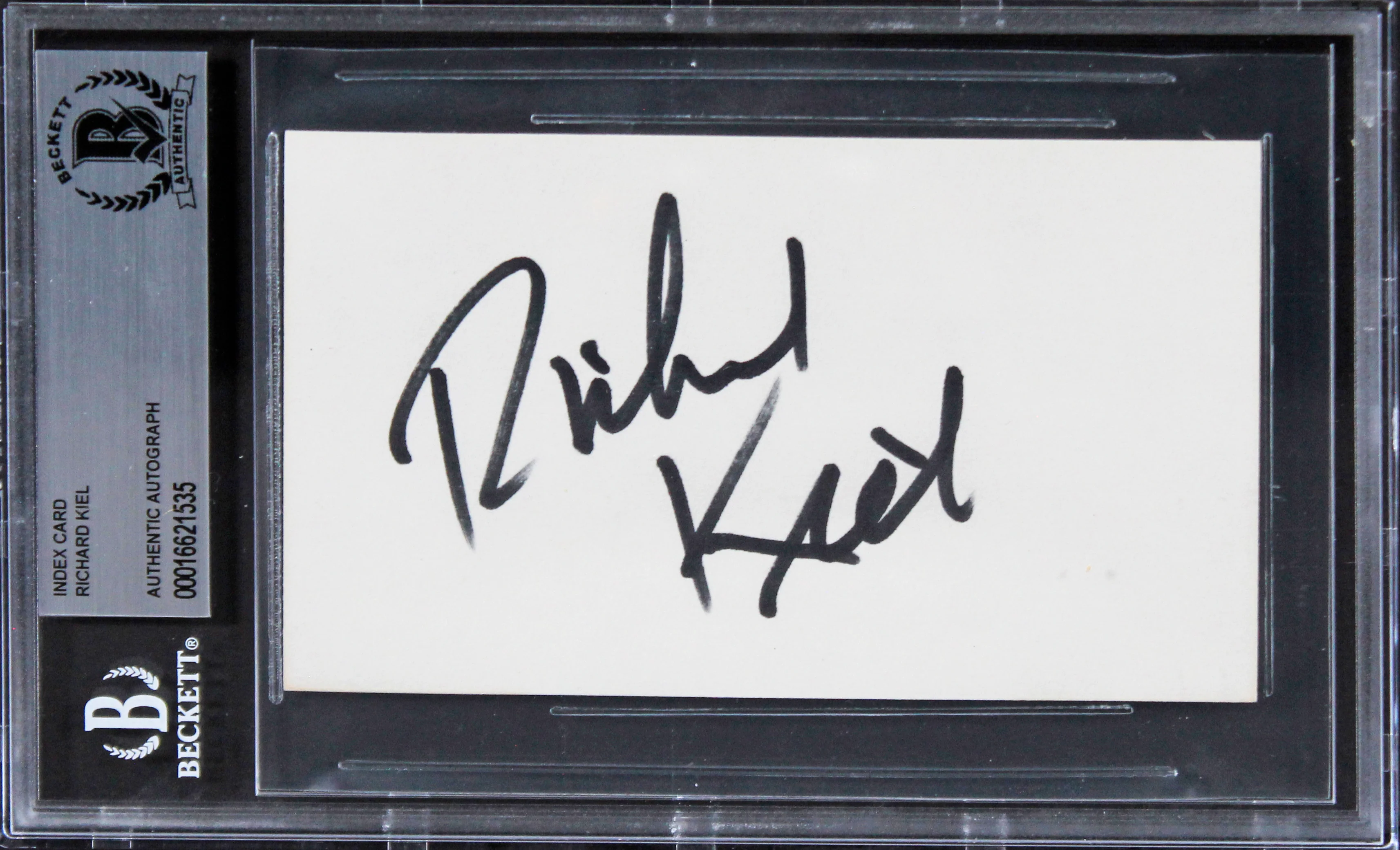 Richard Kiel James Bond Authentic Signed 3x5 Index Card Autographed BAS Slabbed - Image 2