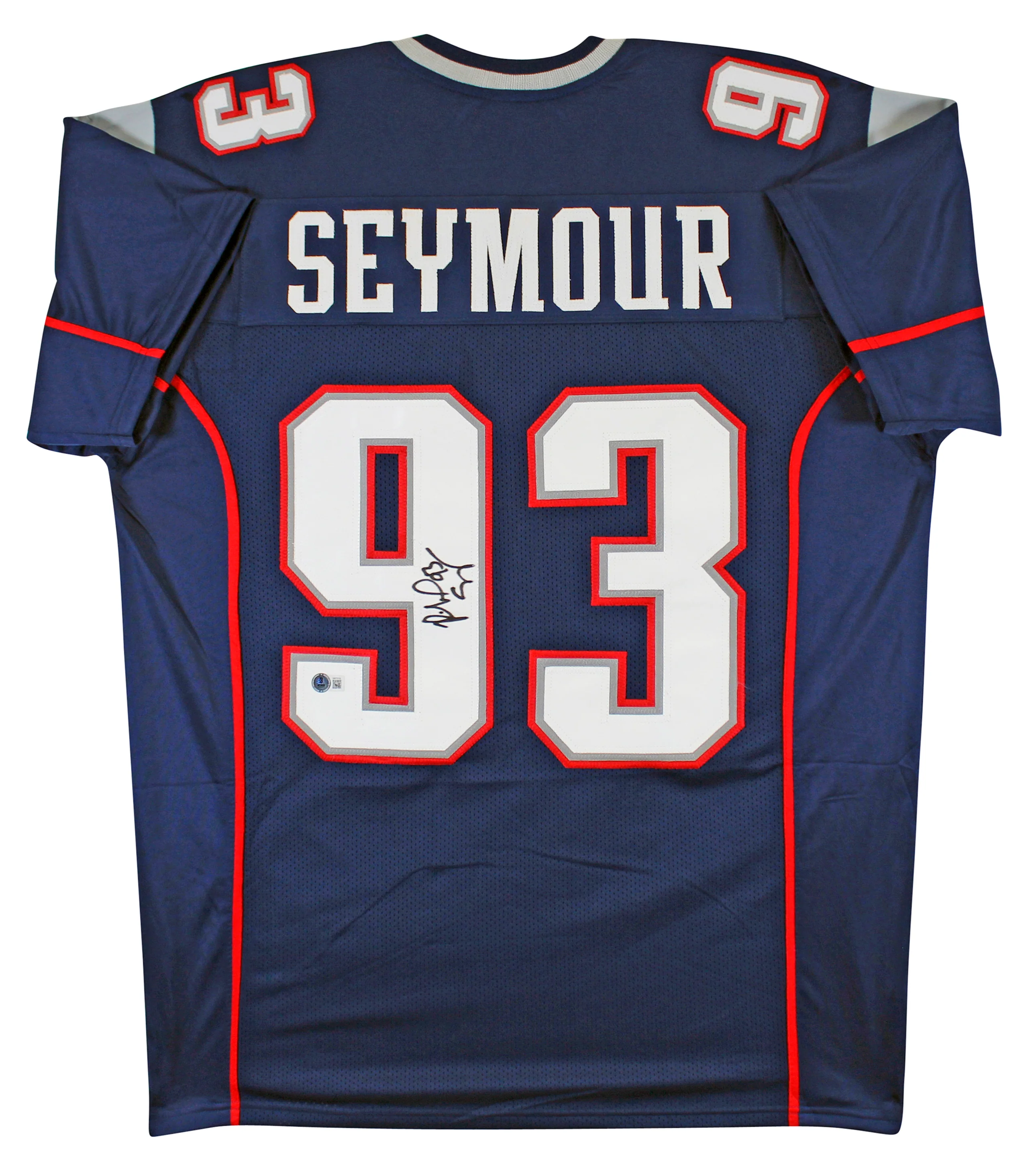 Richard Seymour Authentic Signed Navy Pro Style Jersey BAS Witnessed 2 - Image 2