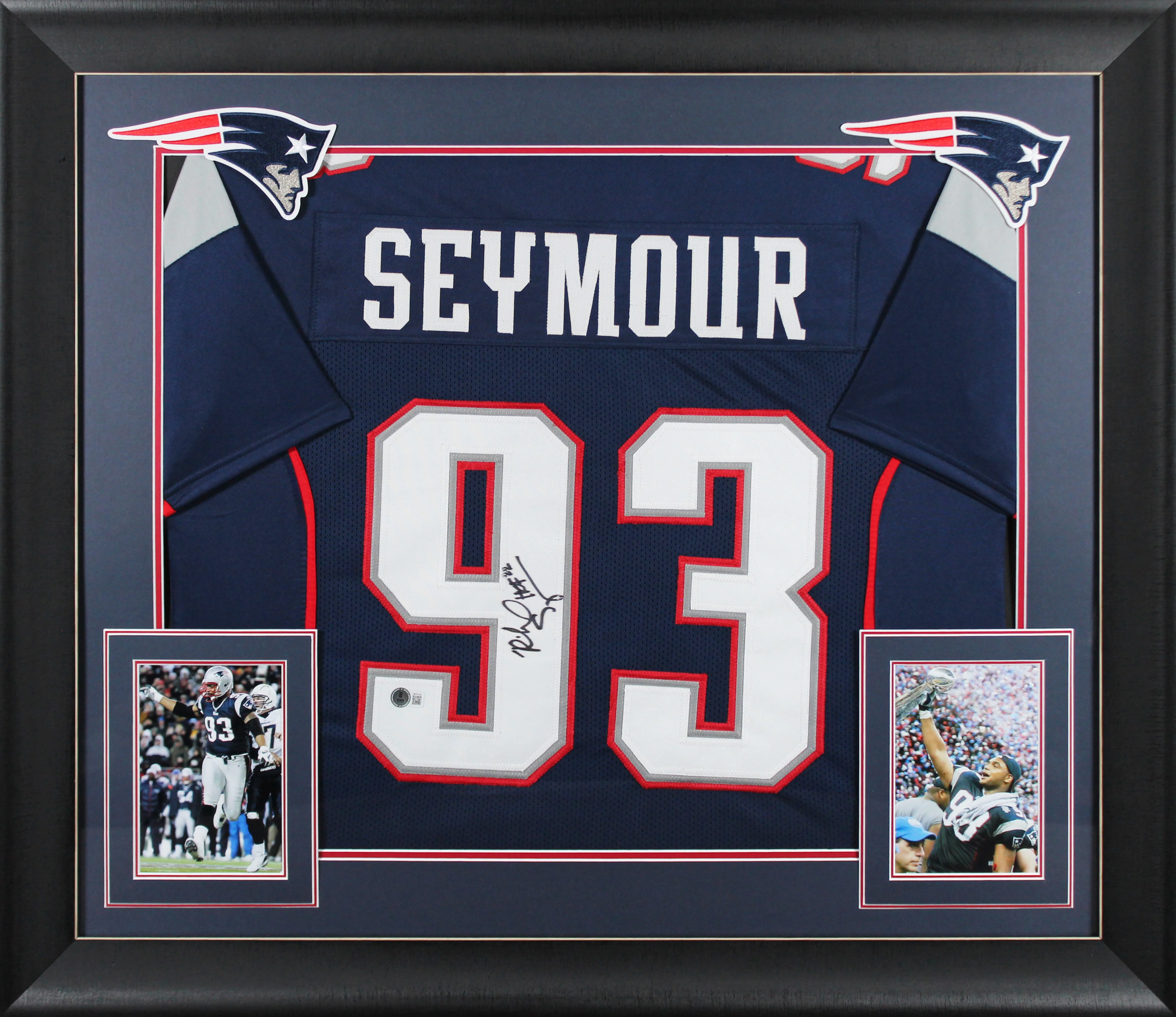 Richard Seymour "HOF 22" Authentic Signed Navy Pro Style Framed Jersey BAS Wit - Image 2
