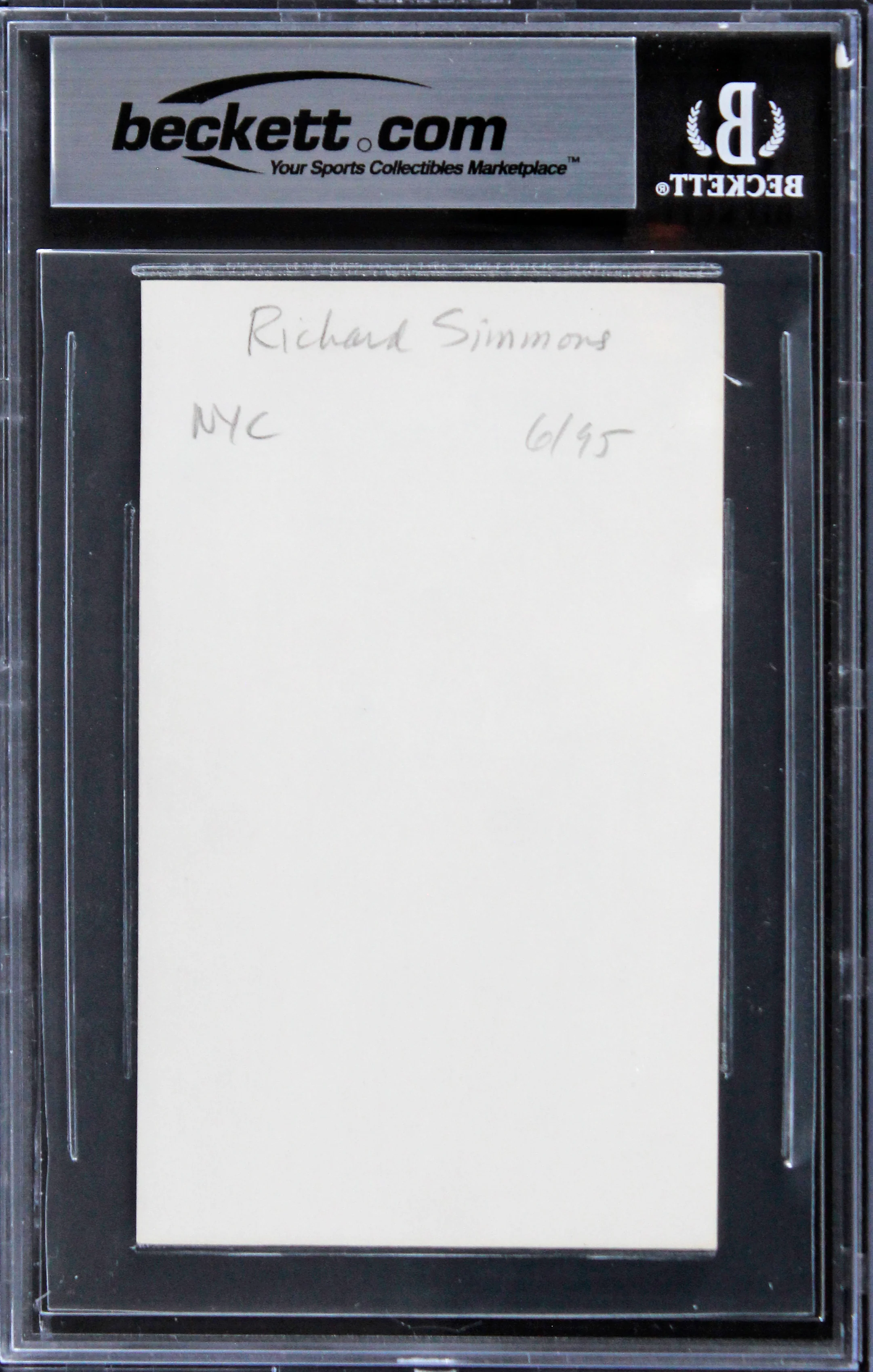 Richard Simmons Sweatin' to the Oldies "95" Signed 3x5 Index Card BAS Slabbed - Image 3