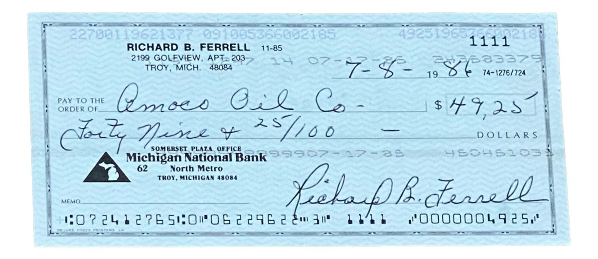 Rick Ferrell Boston Red Sox Signed Bank Check #1111 BAS - Image 4