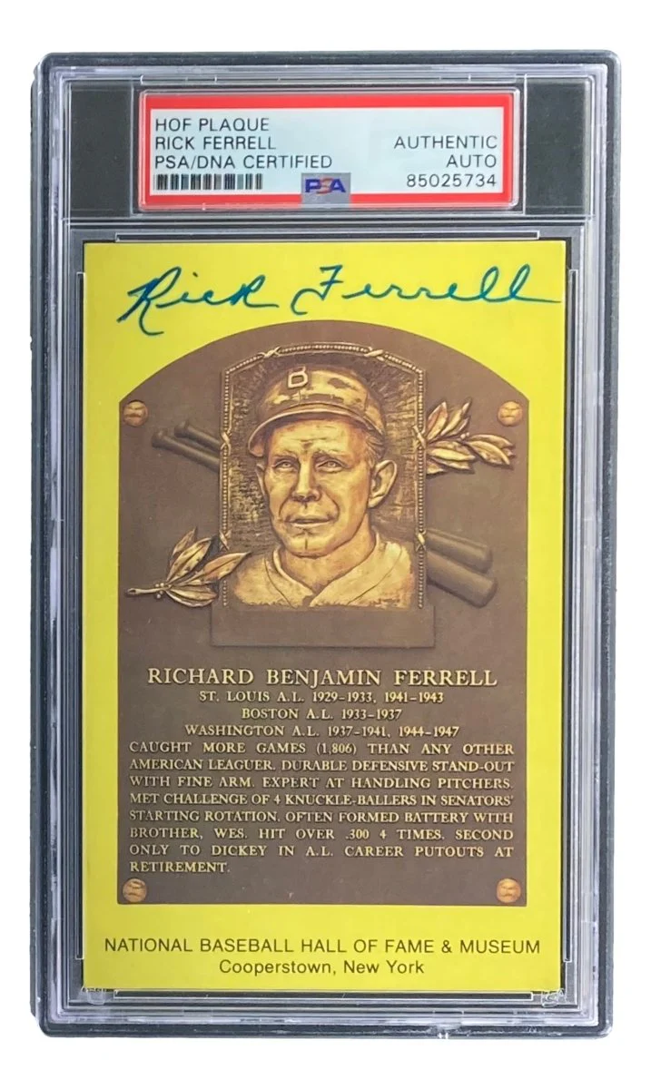 Rick Ferrell Signed 4x6 Boston Red Sox HOF Plaque Card PSA/DNA 85025734 - Image 3