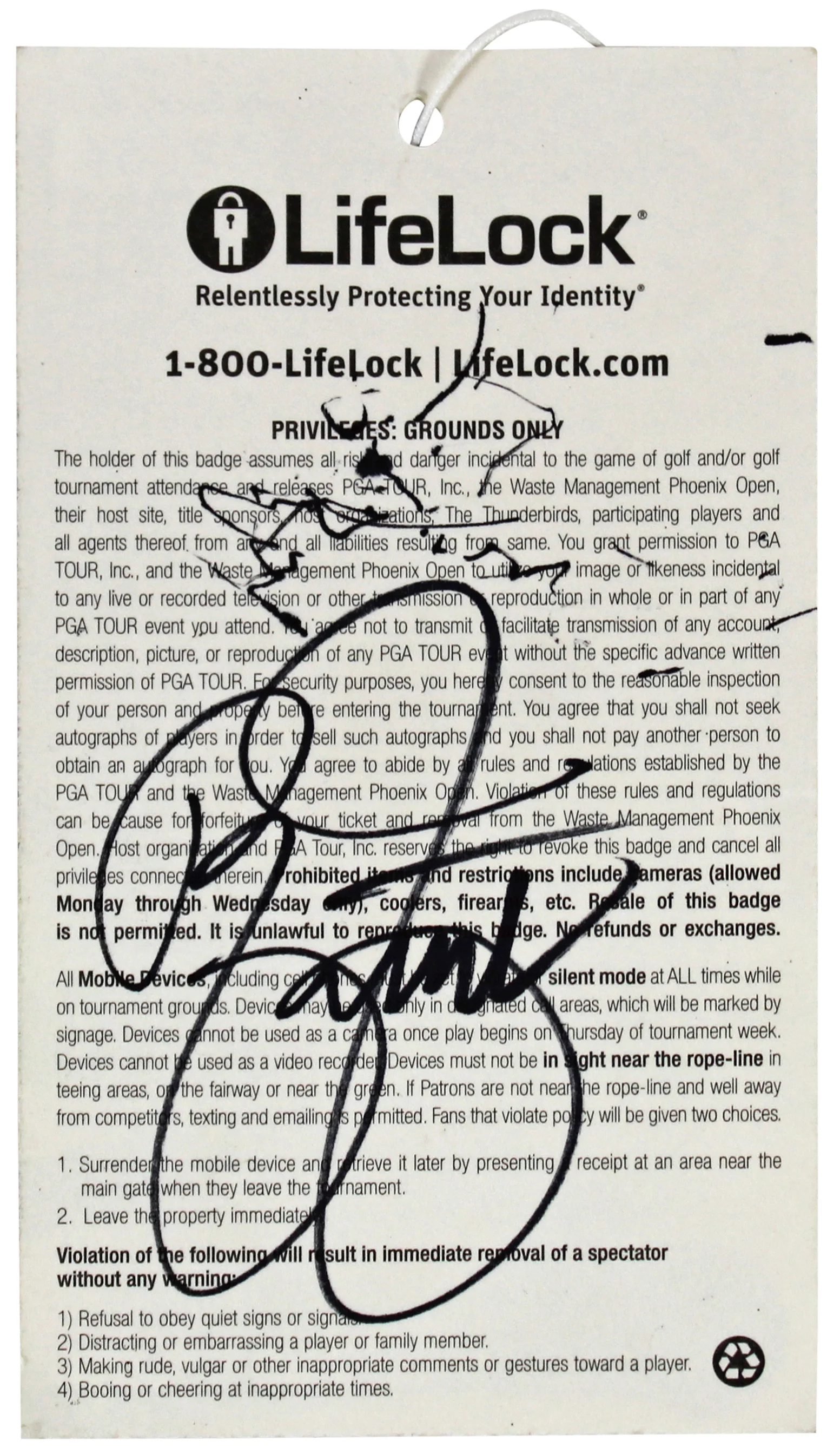 Rickie Fowler Signed 2013 Waste Management Phoenix Open Ticket Stub BAS #BK12644