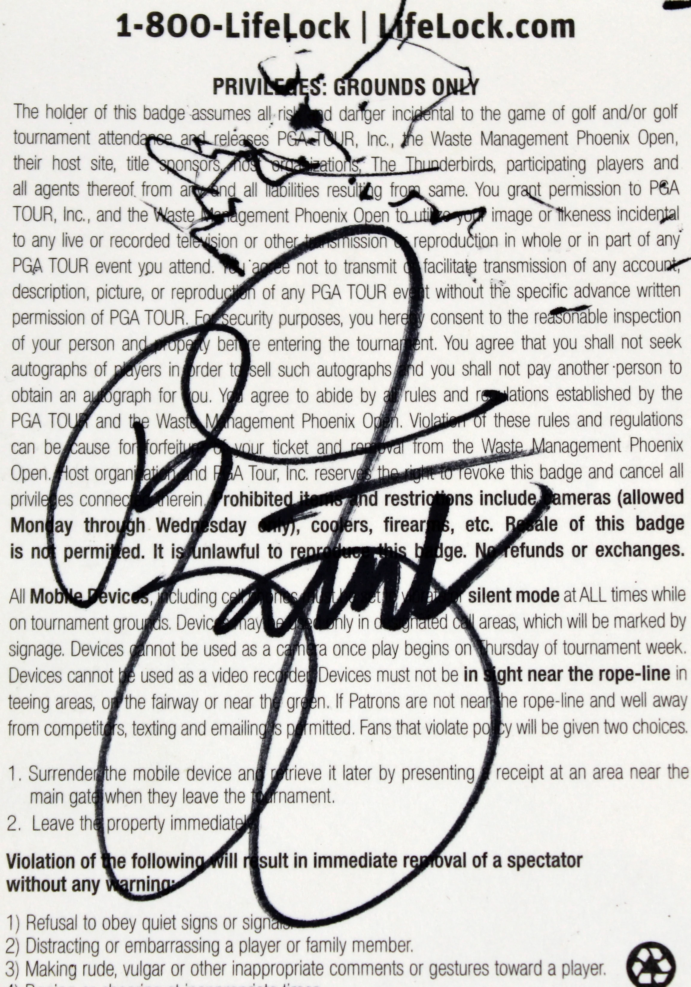 Rickie Fowler Signed 2013 Waste Management Phoenix Open Ticket Stub BAS #BK12644 - Image 3