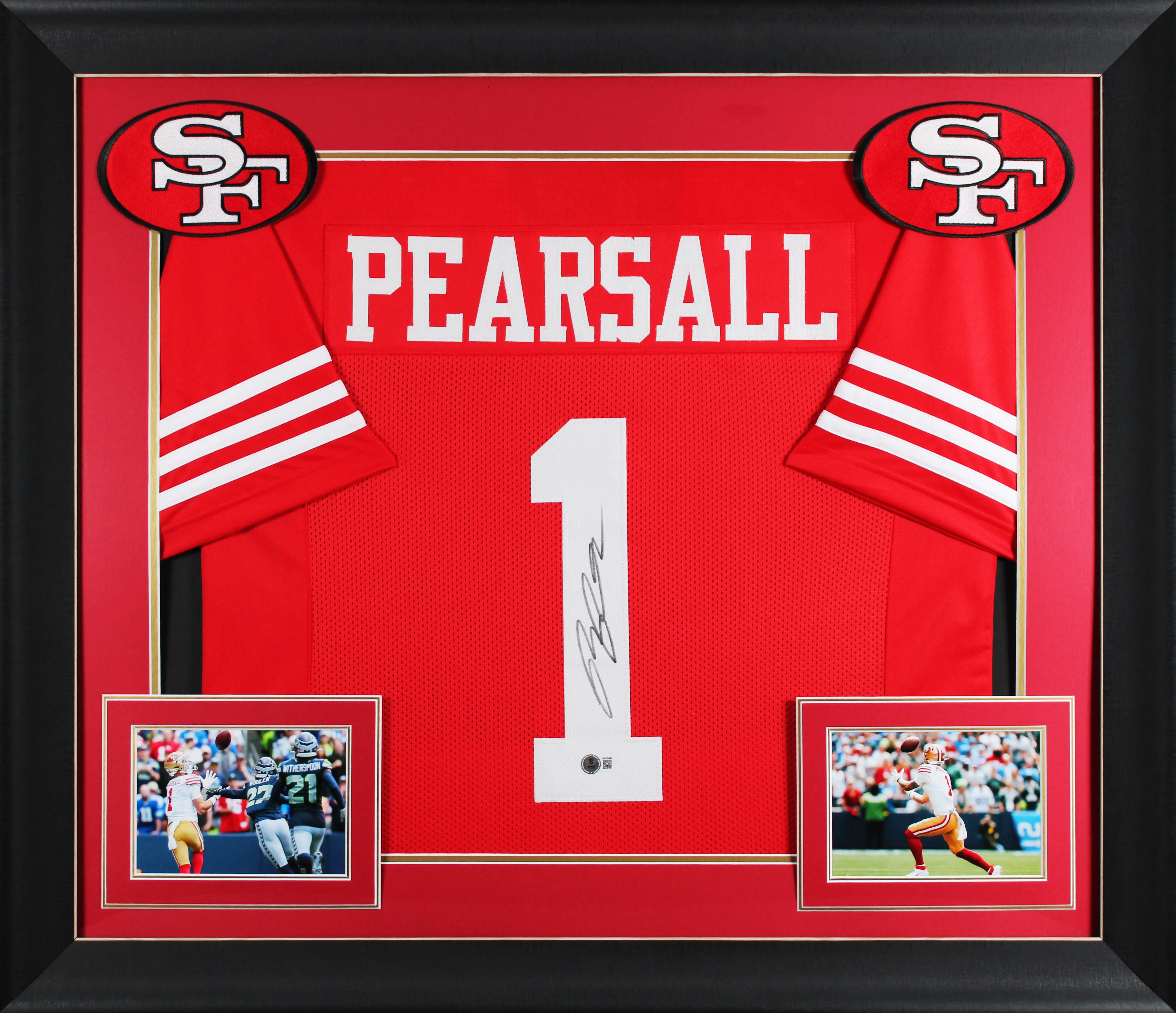 Ricky Pearsall Authentic Signed Red Pro Style Framed Jersey BAS Witnessed 2 - Image 2