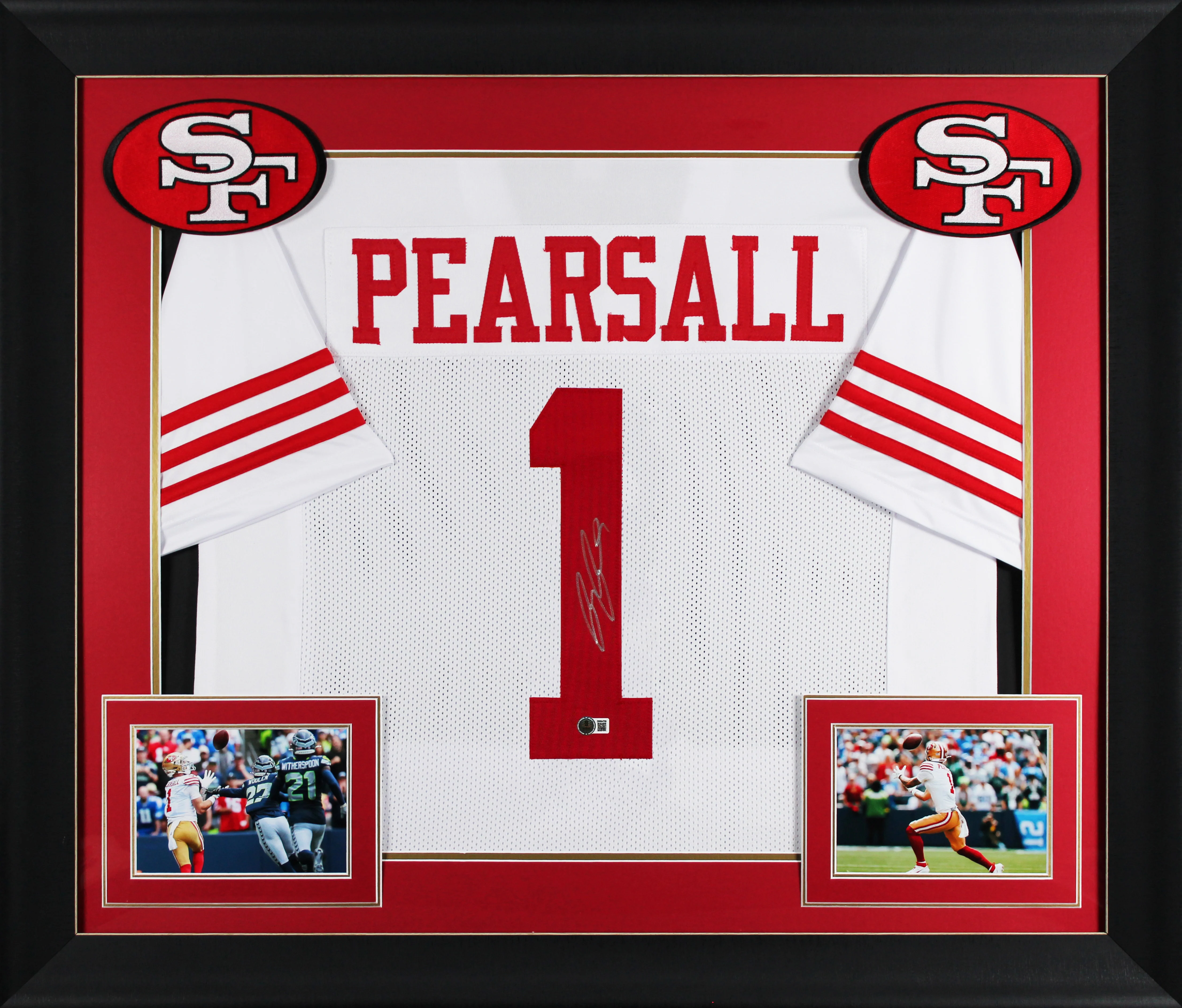 Ricky Pearsall Authentic Signed White Pro Style Framed Jersey BAS Witnessed - Image 2