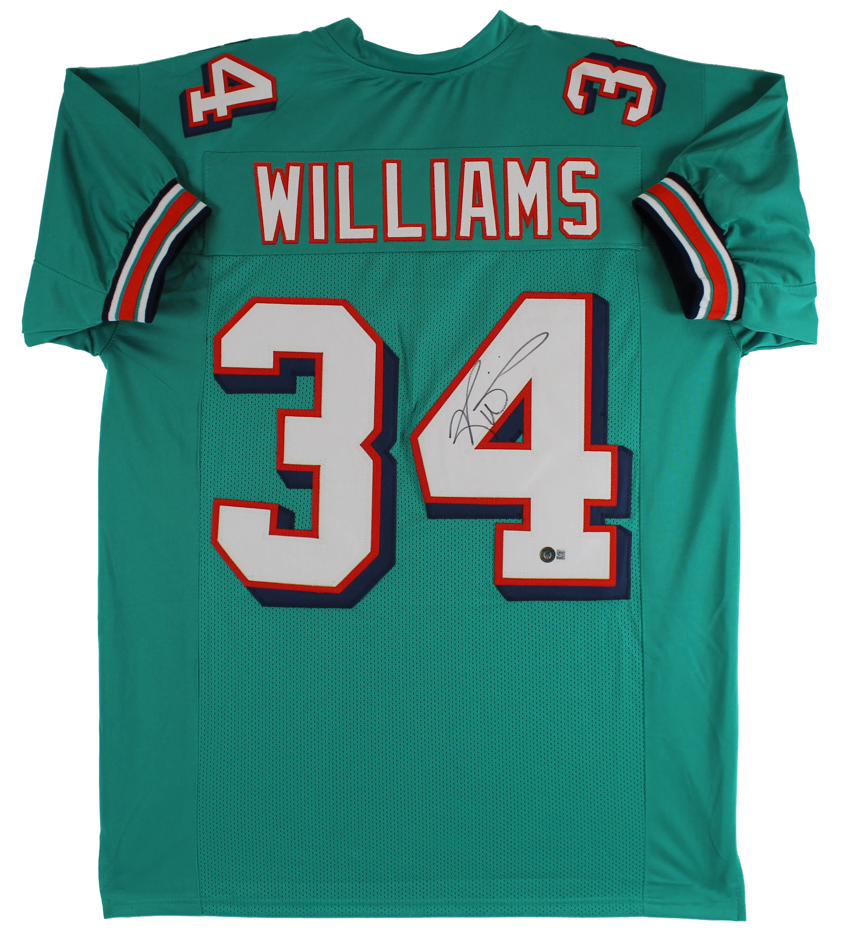 Ricky Williams Authentic Signed Teal Pro Style Jersey Autographed BAS Witnessed - Image 2