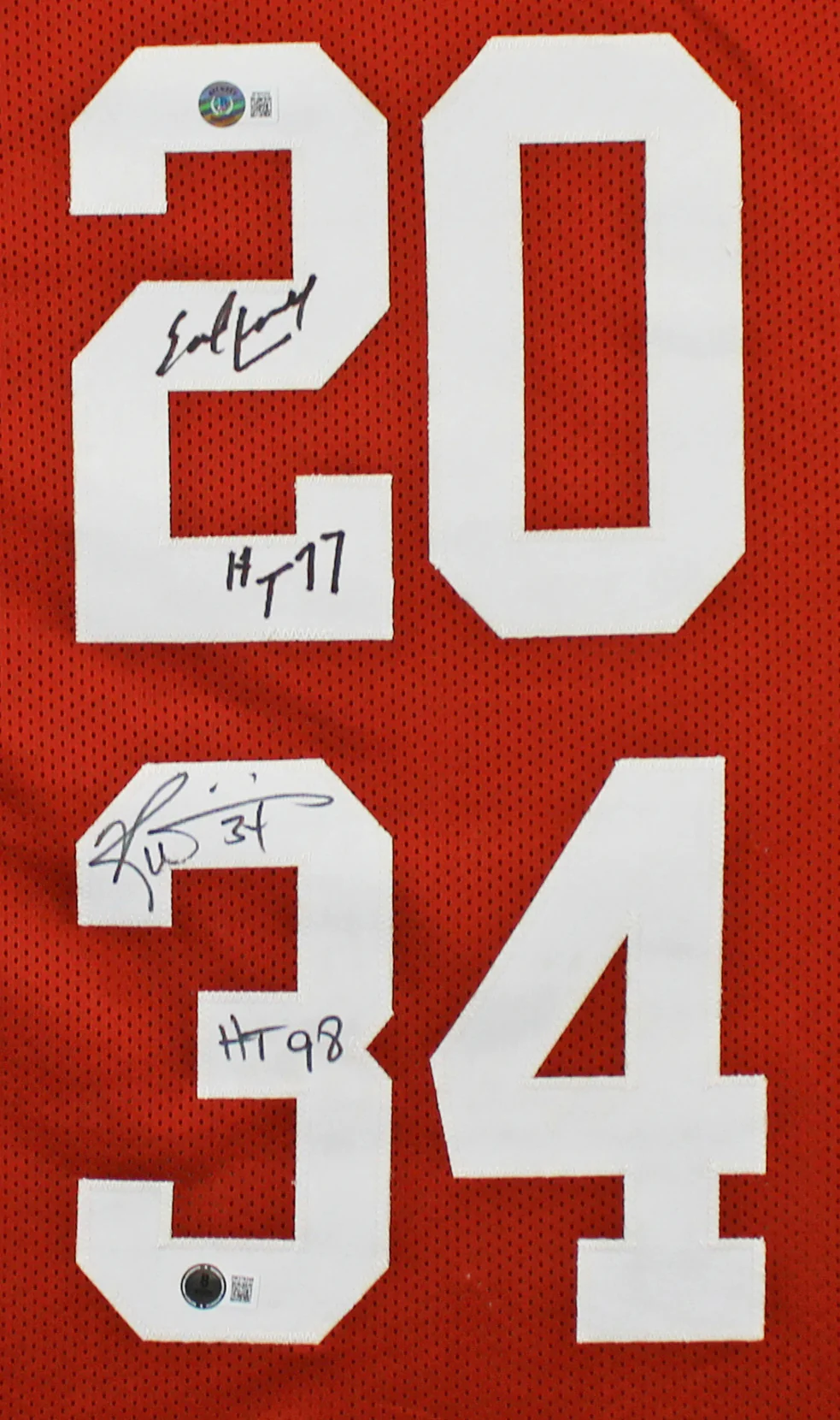 Ricky Williams & Earl Campbell Signed Burnt Orange Pro Style Framed Jersey BAS W - Image 3