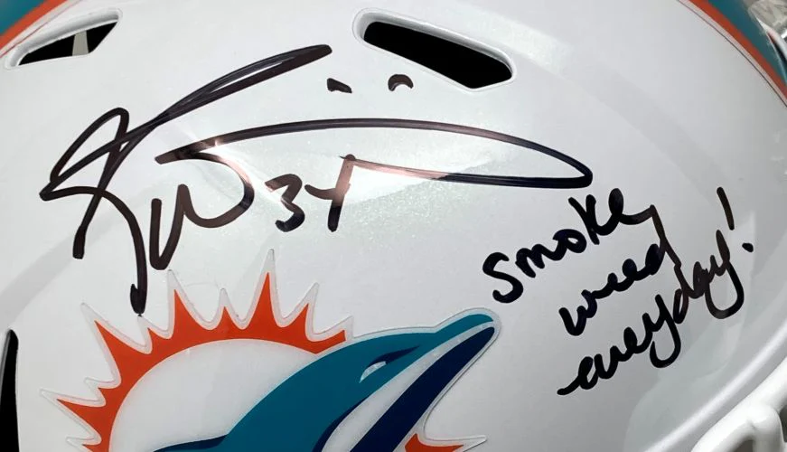 Ricky Williams Signed Dolphins FS Speed Rep Helmet Smoke Everyday BAS w/ Case - Image 2