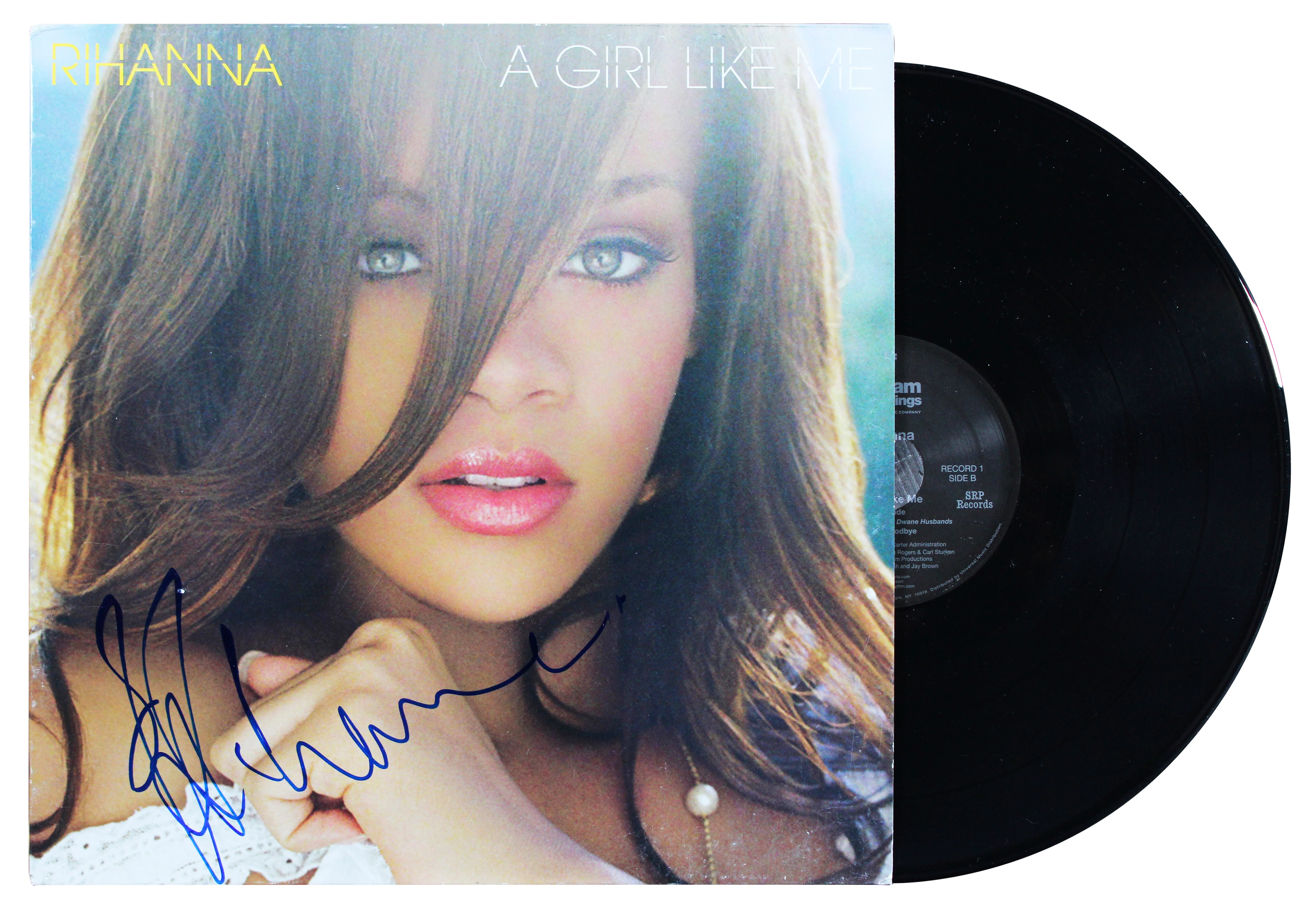 Rihanna Signed A Girl Like Me Album Cover W/ Vinyl Auto 10! BAS LOA #AE13762 - Image 2