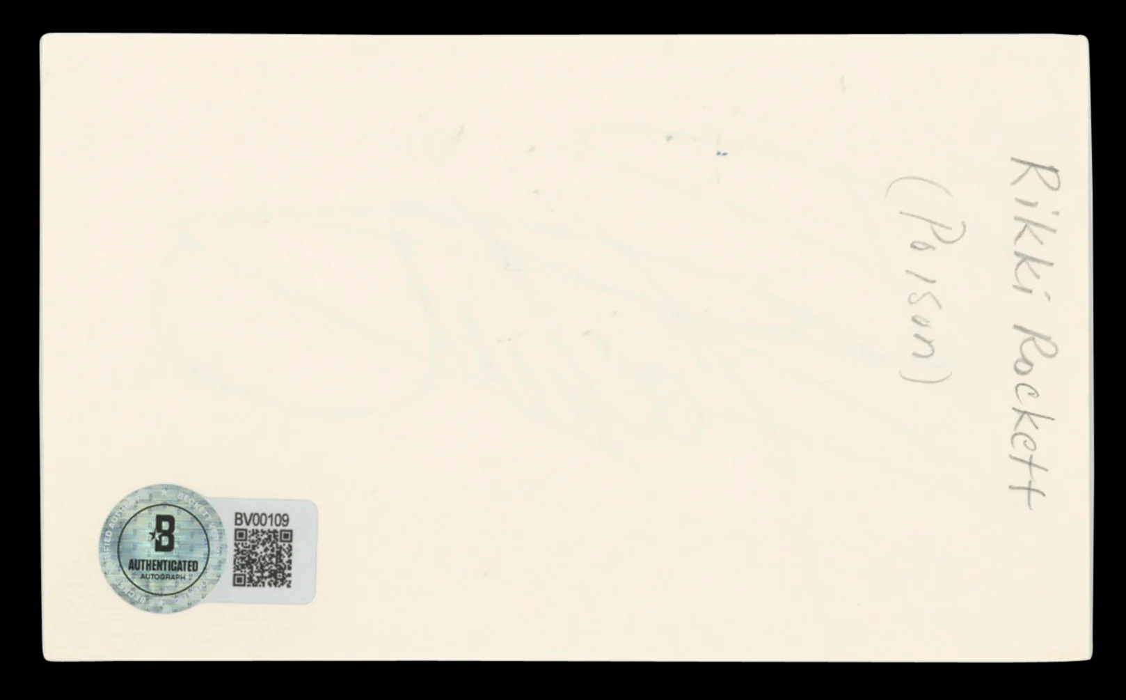 Rikki Rockett Poison Authentic Signed 3x5 Index Card Autographed BAS #BV00109 - Image 3