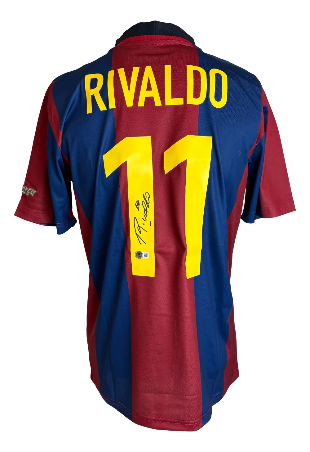 Rivaldo Signed Barcelona 1998/99 Nike Soccer Jersey BAS