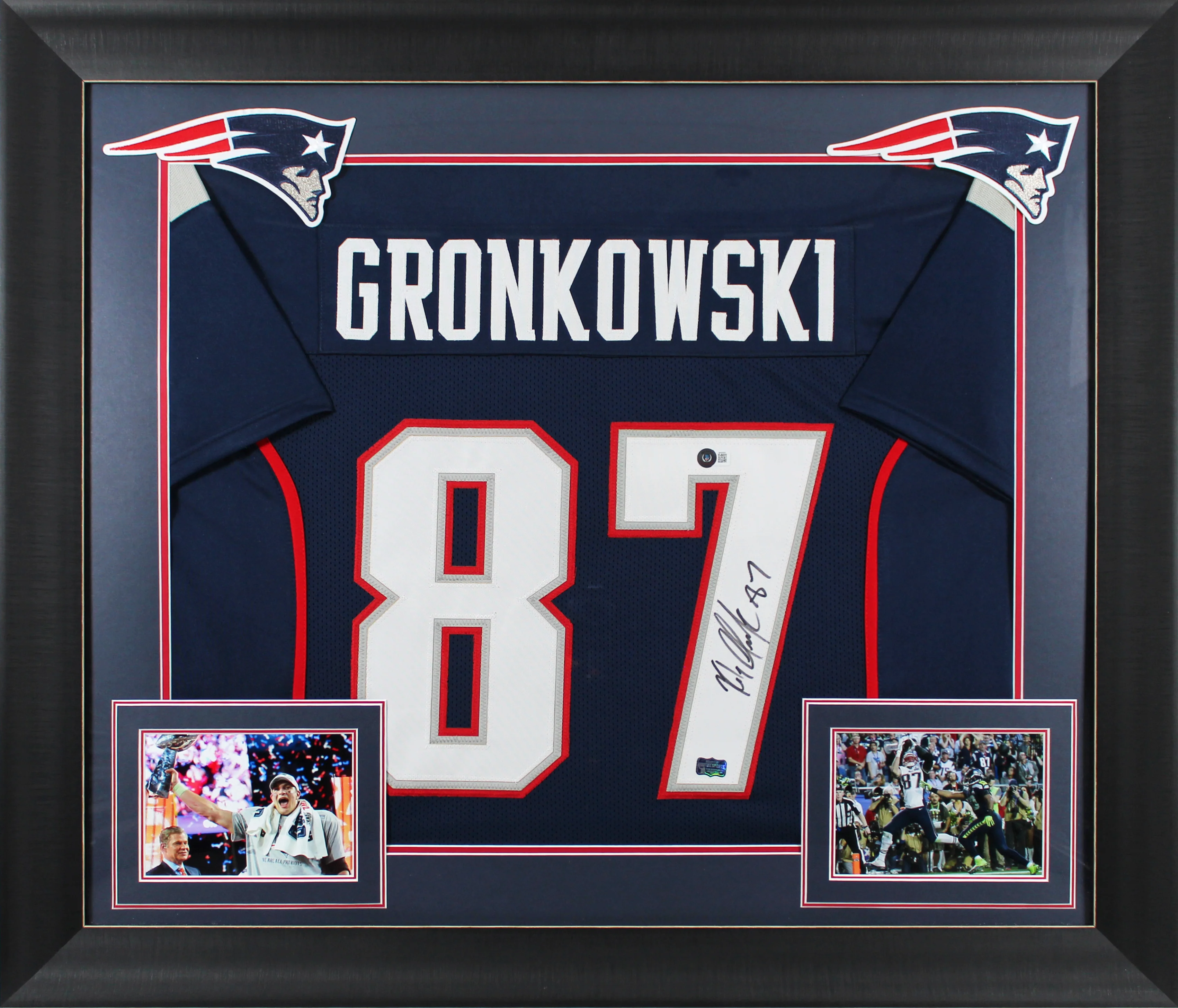 Rob Gronkowski Authentic Signed Navy Blue Pro Style Framed Jersey BAS Witnessed - Image 2