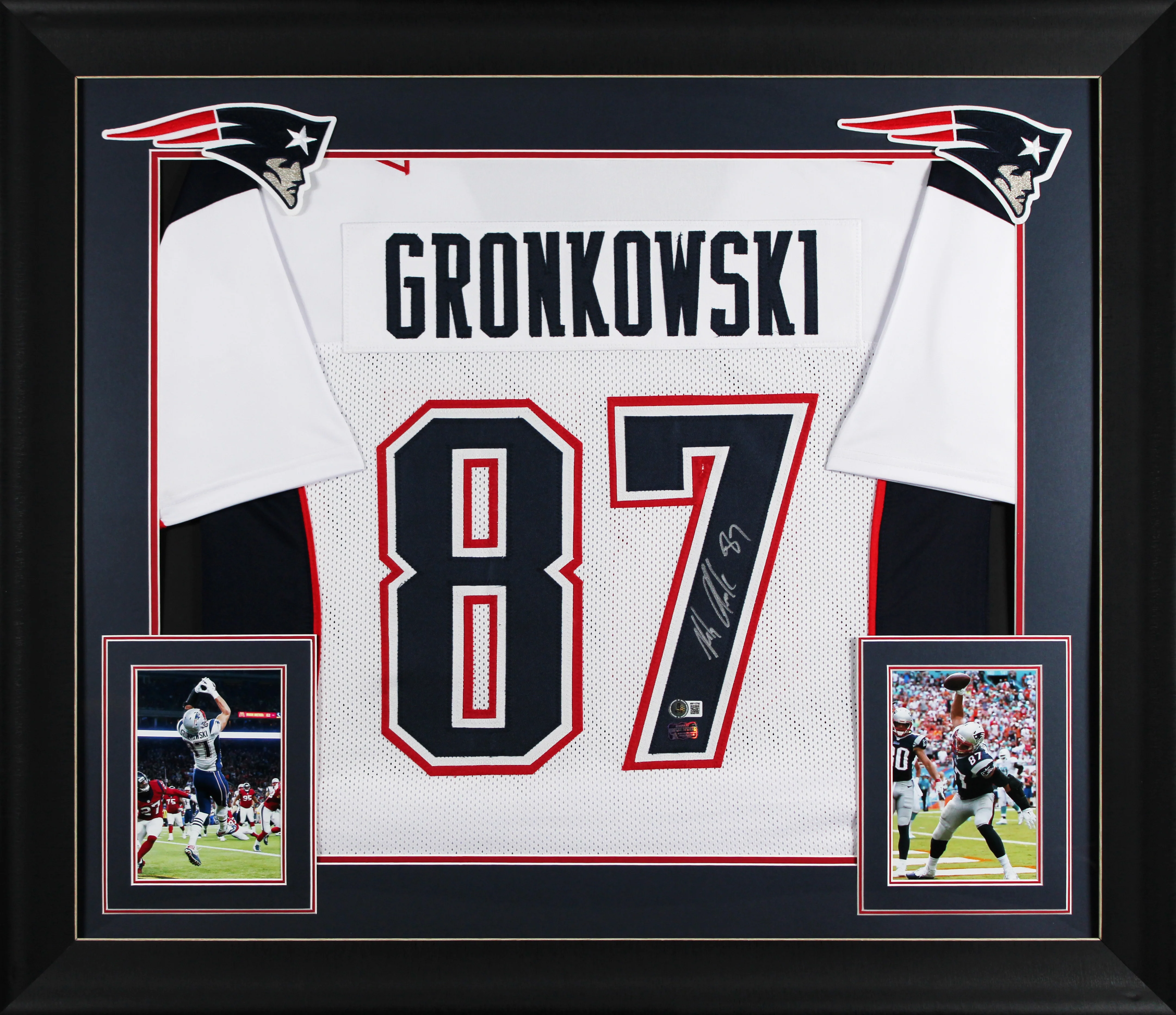 Rob Gronkowski Authentic Signed White Pro Style Framed Jersey BAS Witnessed - Image 2