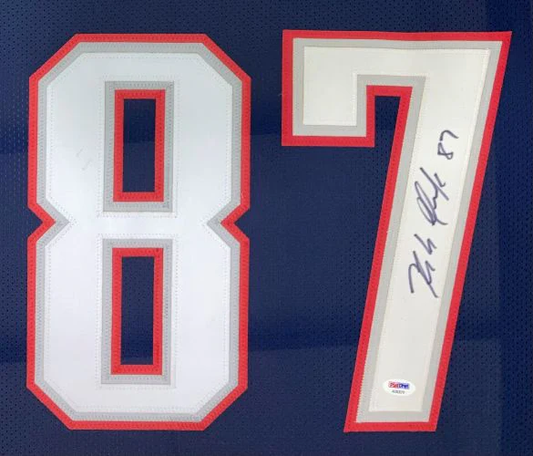 Rob Gronkowski New England Signed Framed Blue Football Jersey PSA/DNA Hologram - Image 2
