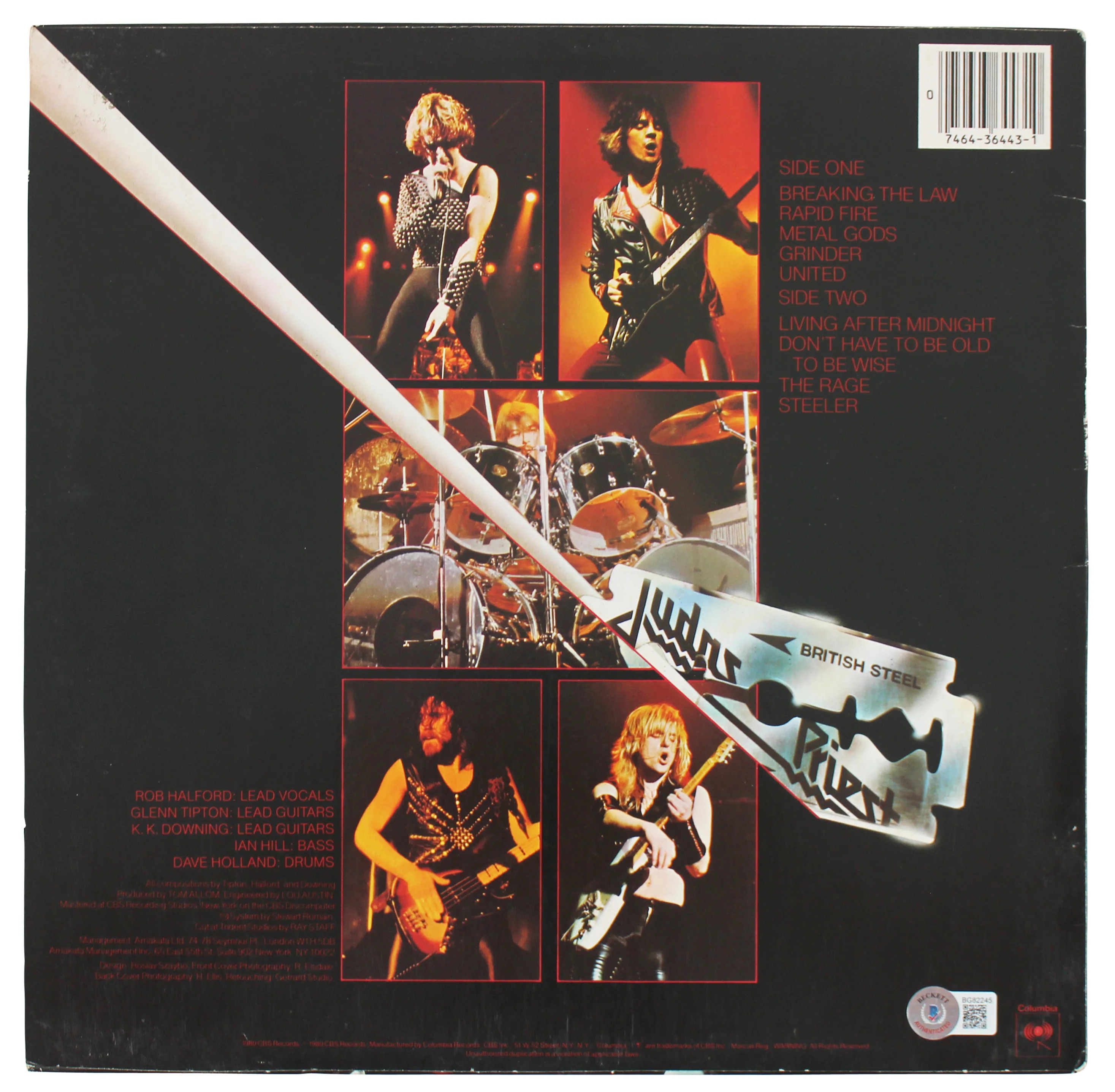 Rob Halford Ian Hill Judas Priest Signed British Steel Album Cover BAS #BG82245 - Image 4