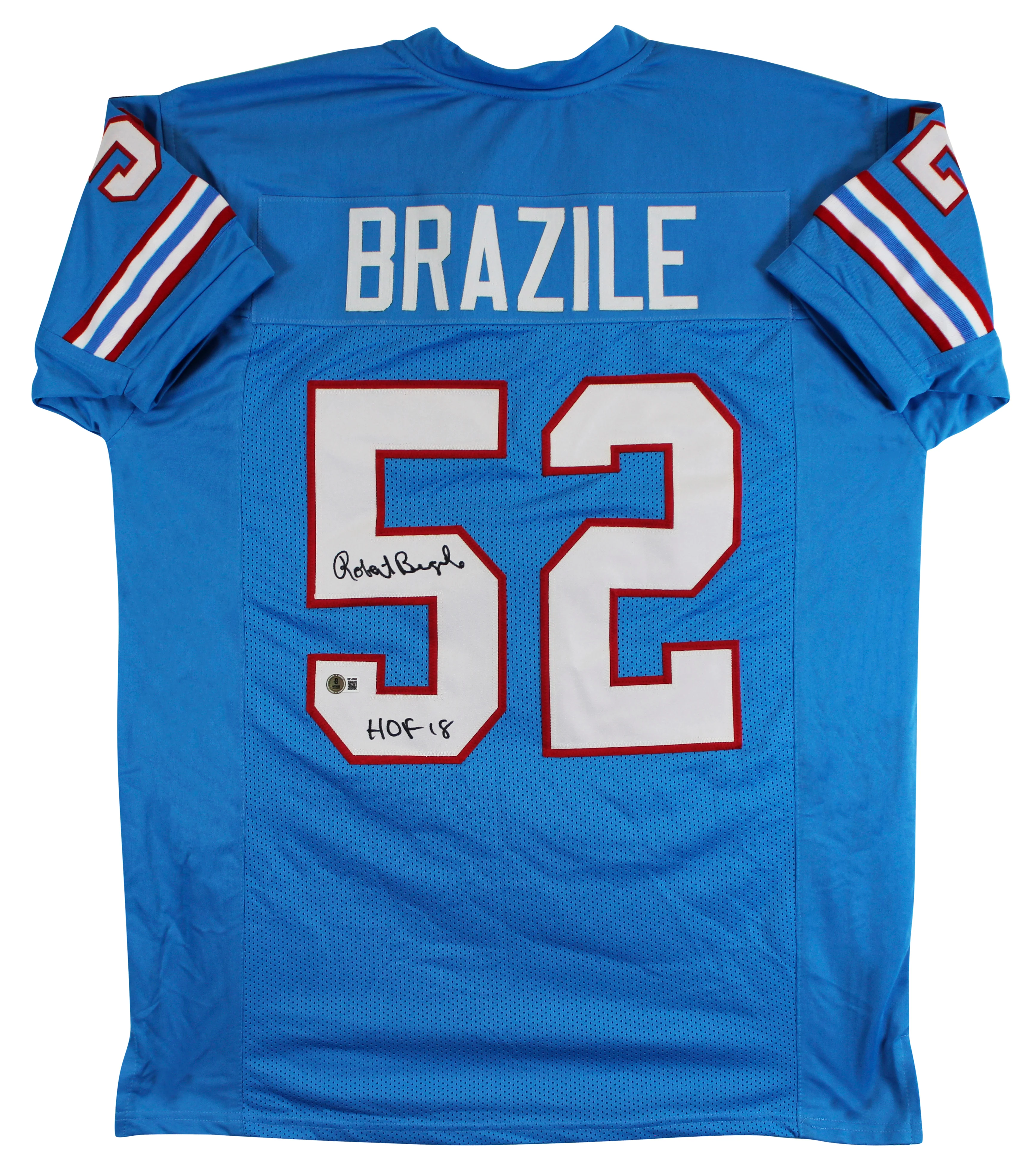 Robert Brazile "HOF 2018" Signed Light Blue Pro Style Jersey BAS Witnessed - Image 2