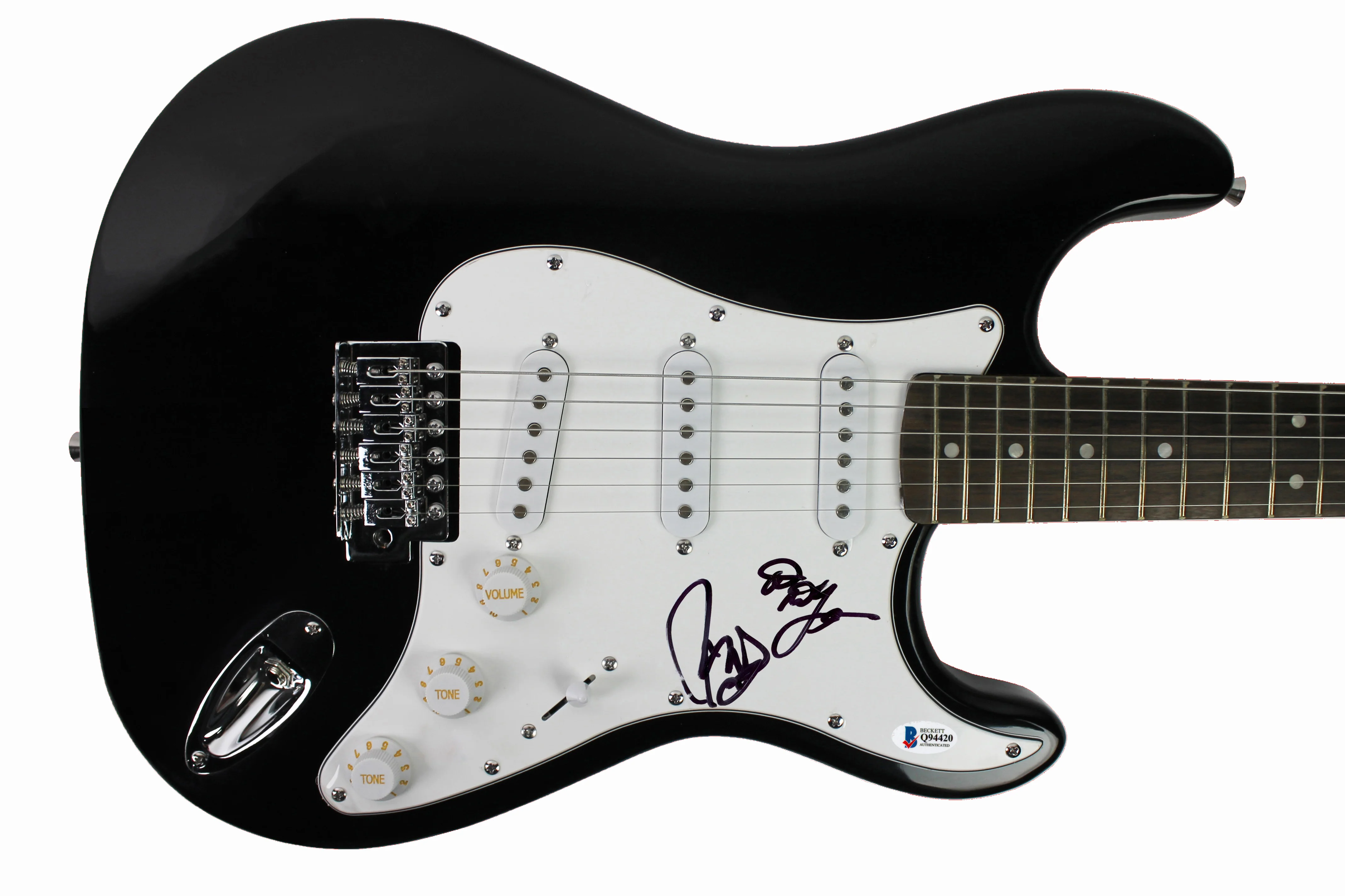 Robert & Dean DeLeo Stone Temple Pilots Signed Black Electric Guitar BAS #Q94420 - Image 2