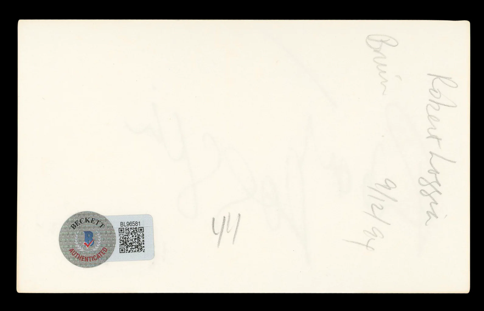 Robert Loggia Big Authentic Signed 3x5 Index Card Autographed BAS #BL96581 - Image 3